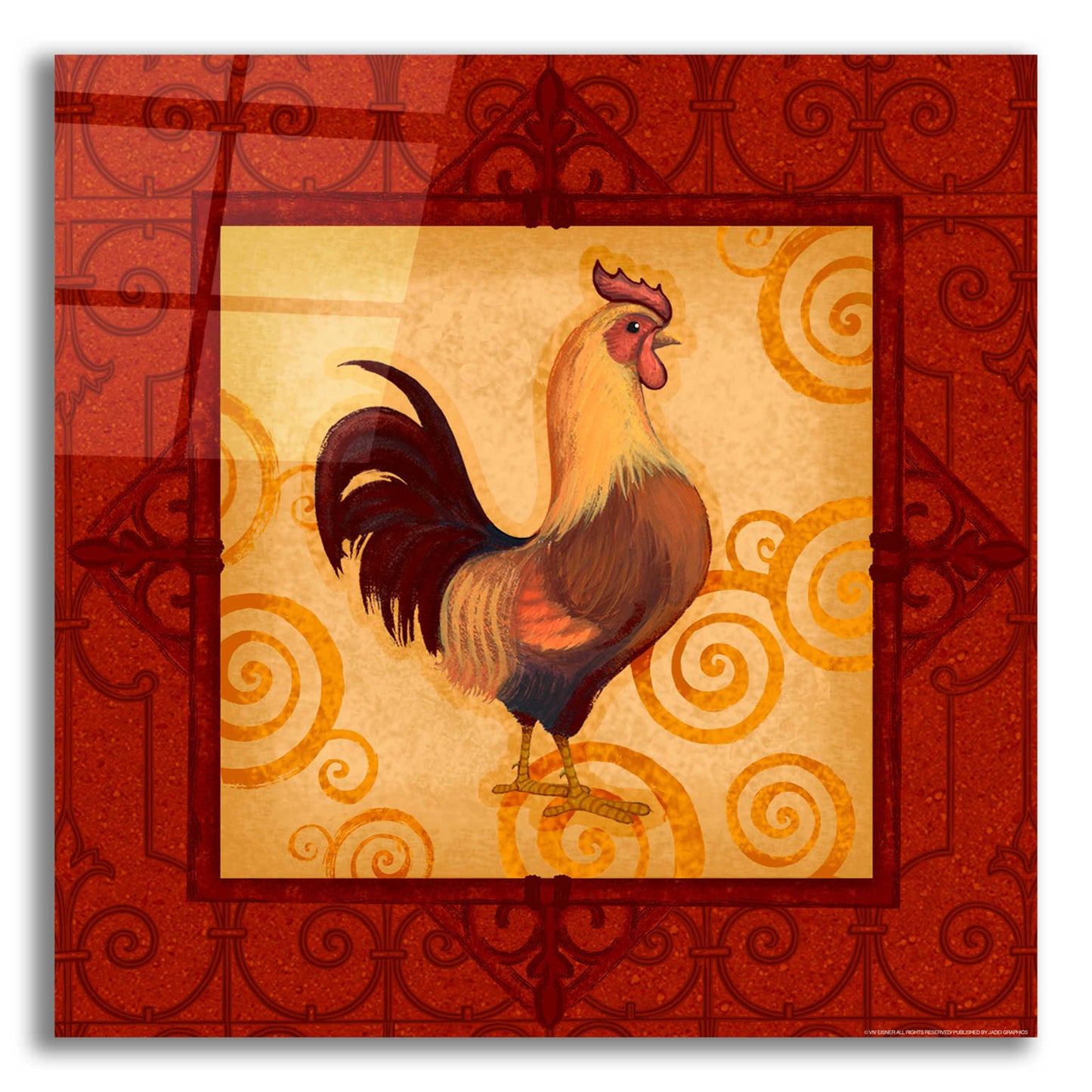 Epic Art 'Rooster 1' by Viv Eisner, Acrylic Glass Wall Art,12x12