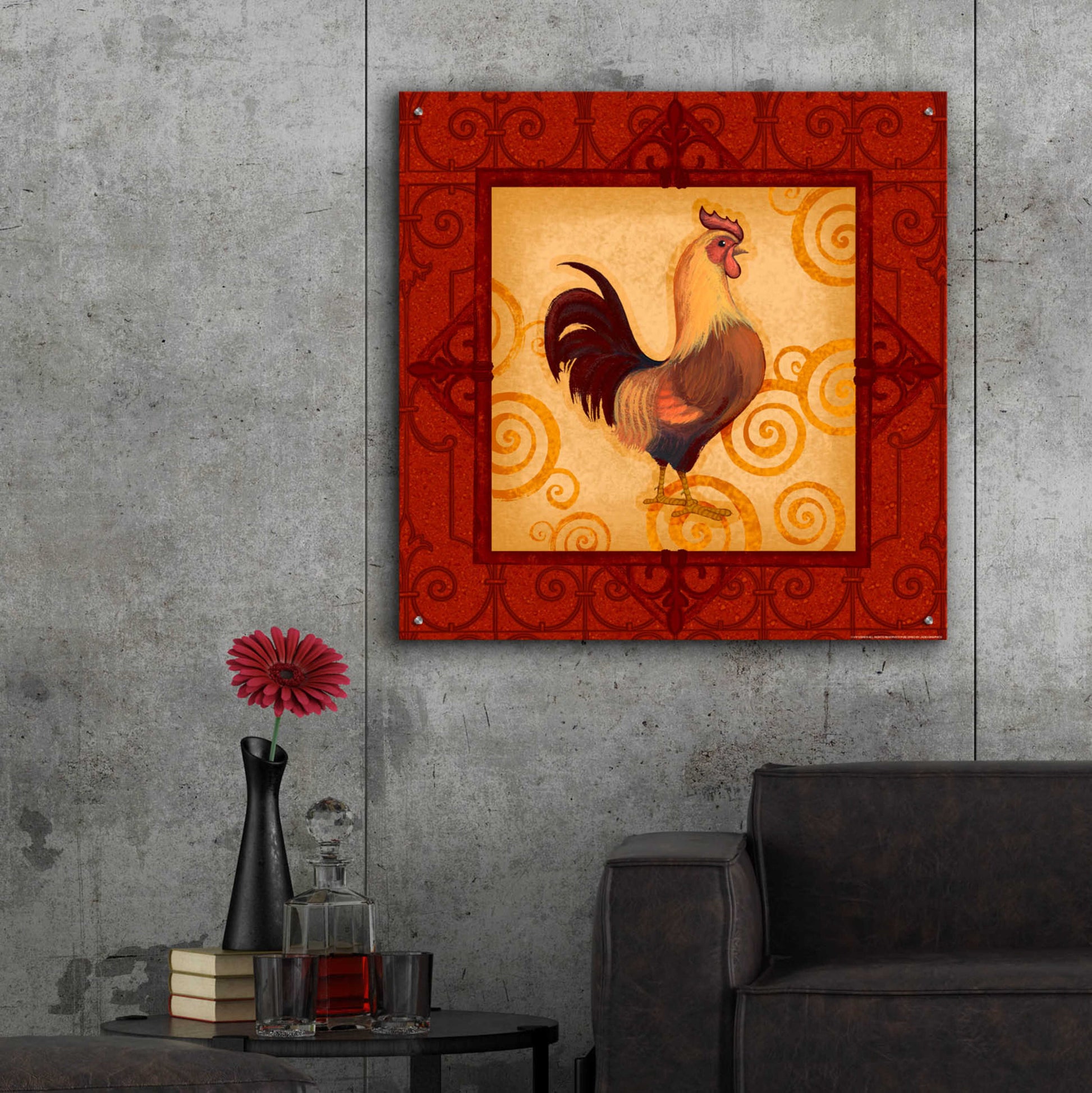 Epic Art 'Rooster 1' by Viv Eisner, Acrylic Glass Wall Art,36x36