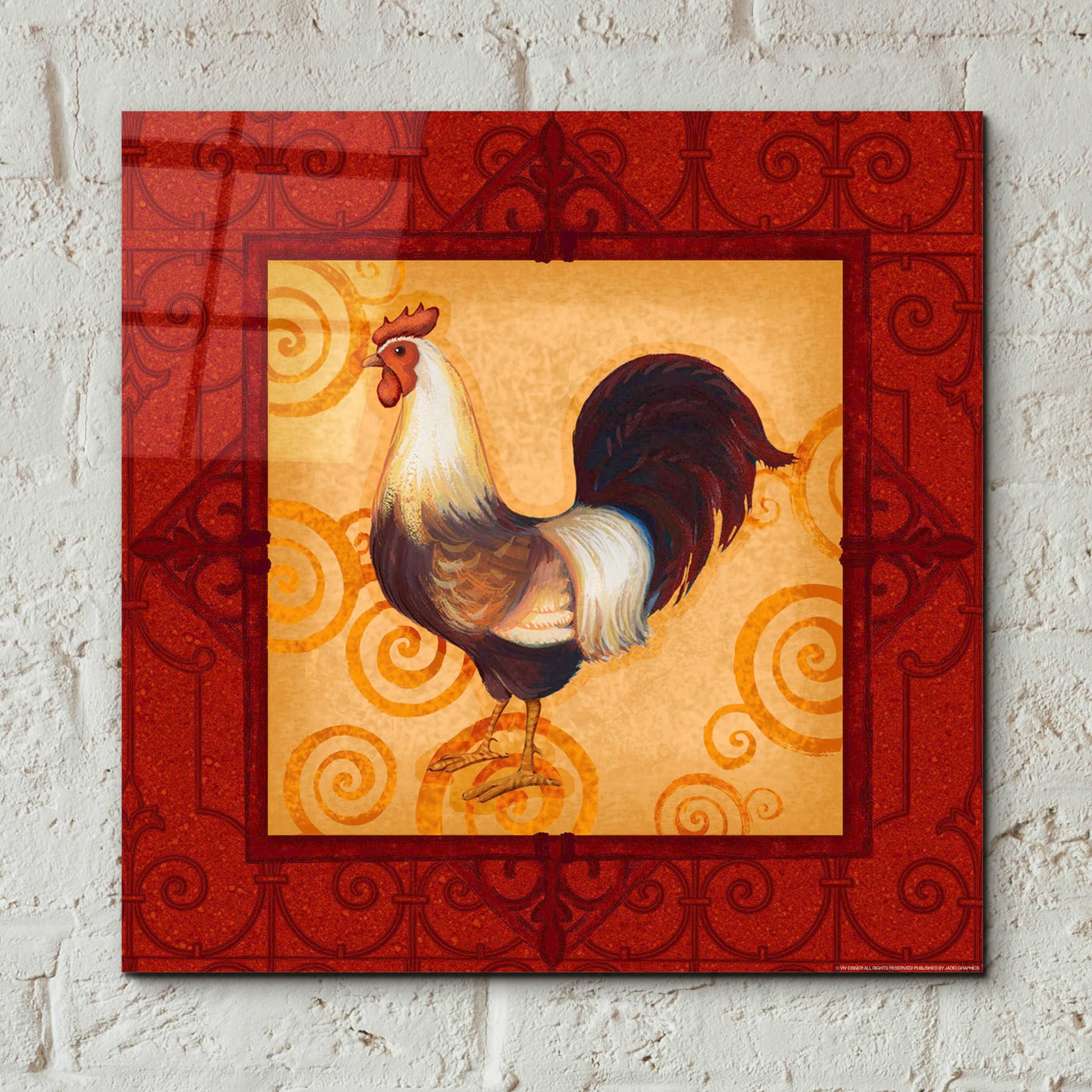 Epic Art 'Rooster 2' by Viv Eisner, Acrylic Glass Wall Art,12x12