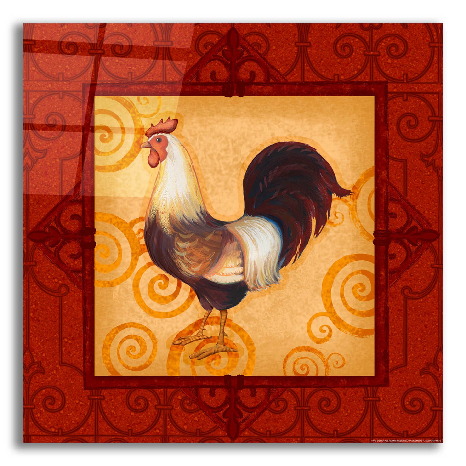 Epic Art 'Rooster 2' by Viv Eisner, Acrylic Glass Wall Art,12x12