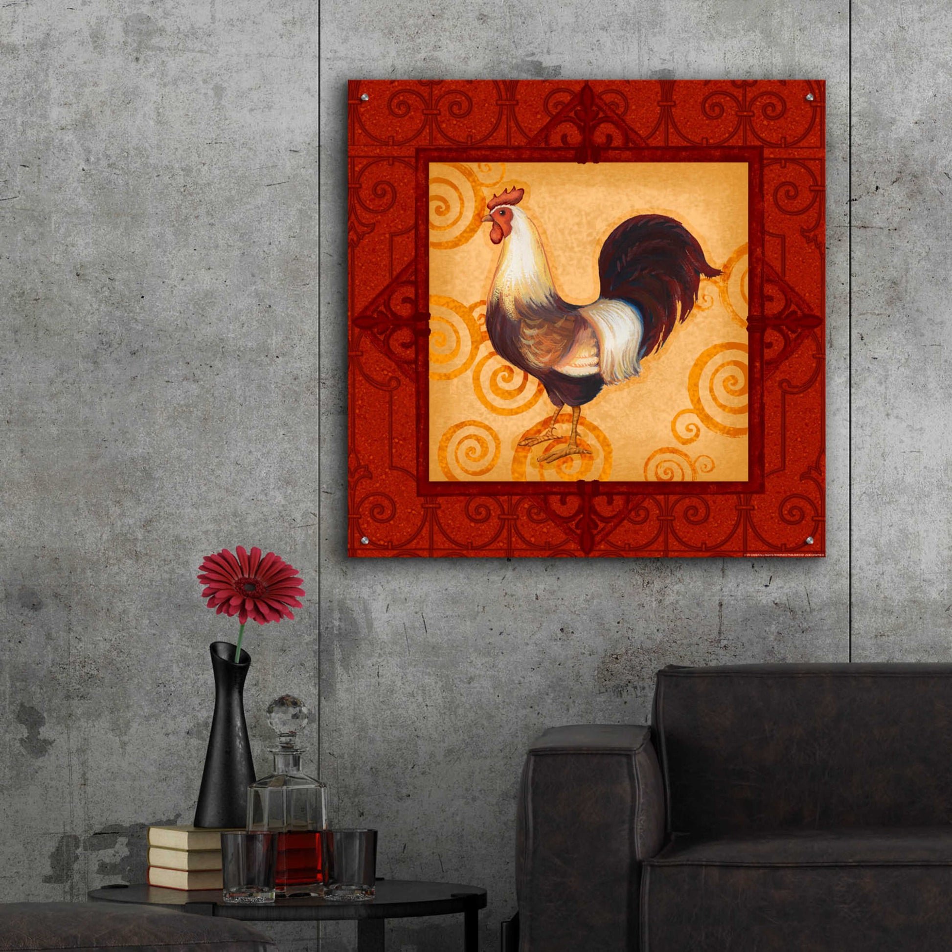 Epic Art 'Rooster 2' by Viv Eisner, Acrylic Glass Wall Art,36x36