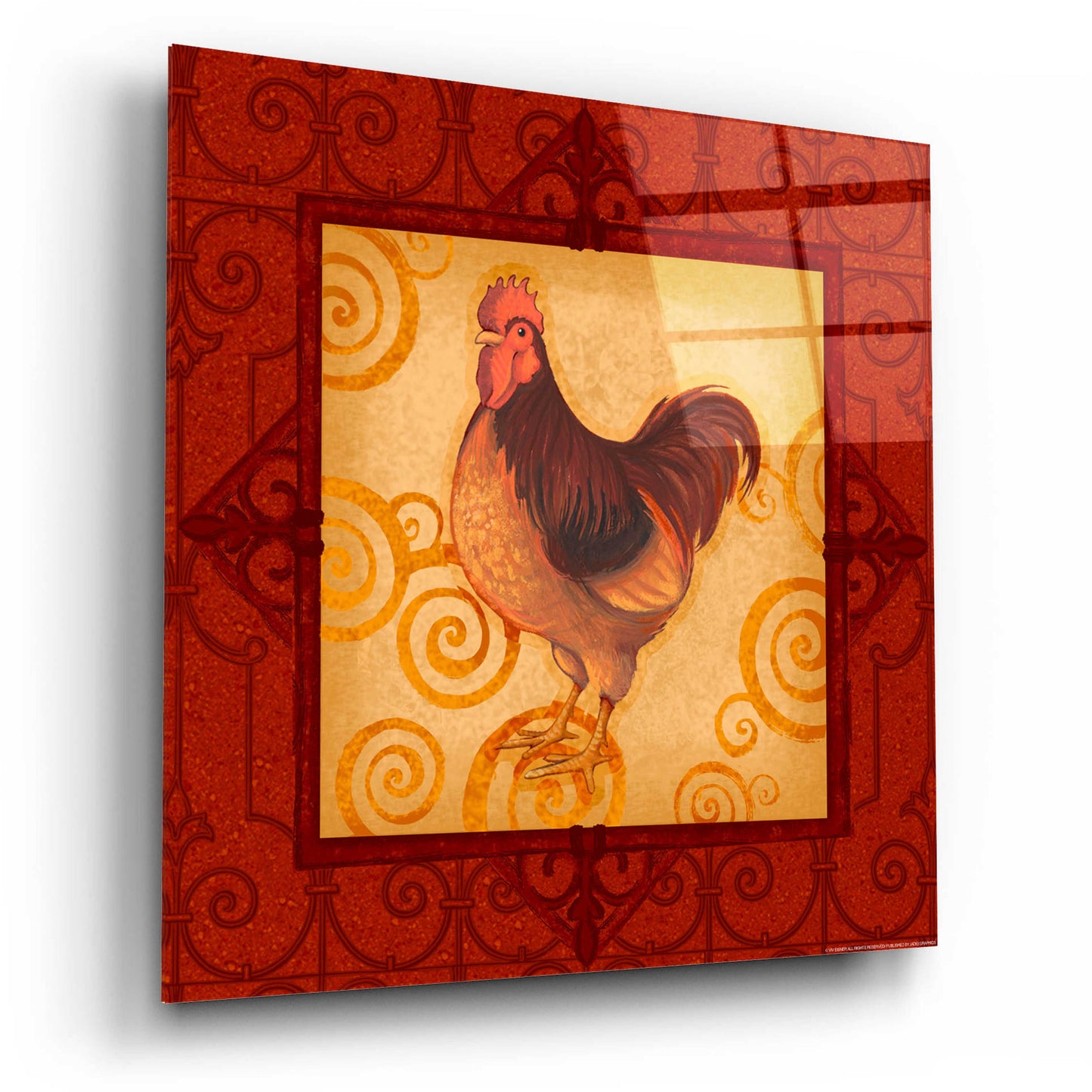 Epic Art 'Rooster 3' by Viv Eisner, Acrylic Glass Wall Art,12x12