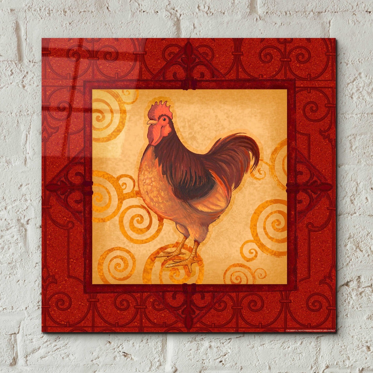 Epic Art 'Rooster 3' by Viv Eisner, Acrylic Glass Wall Art,12x12