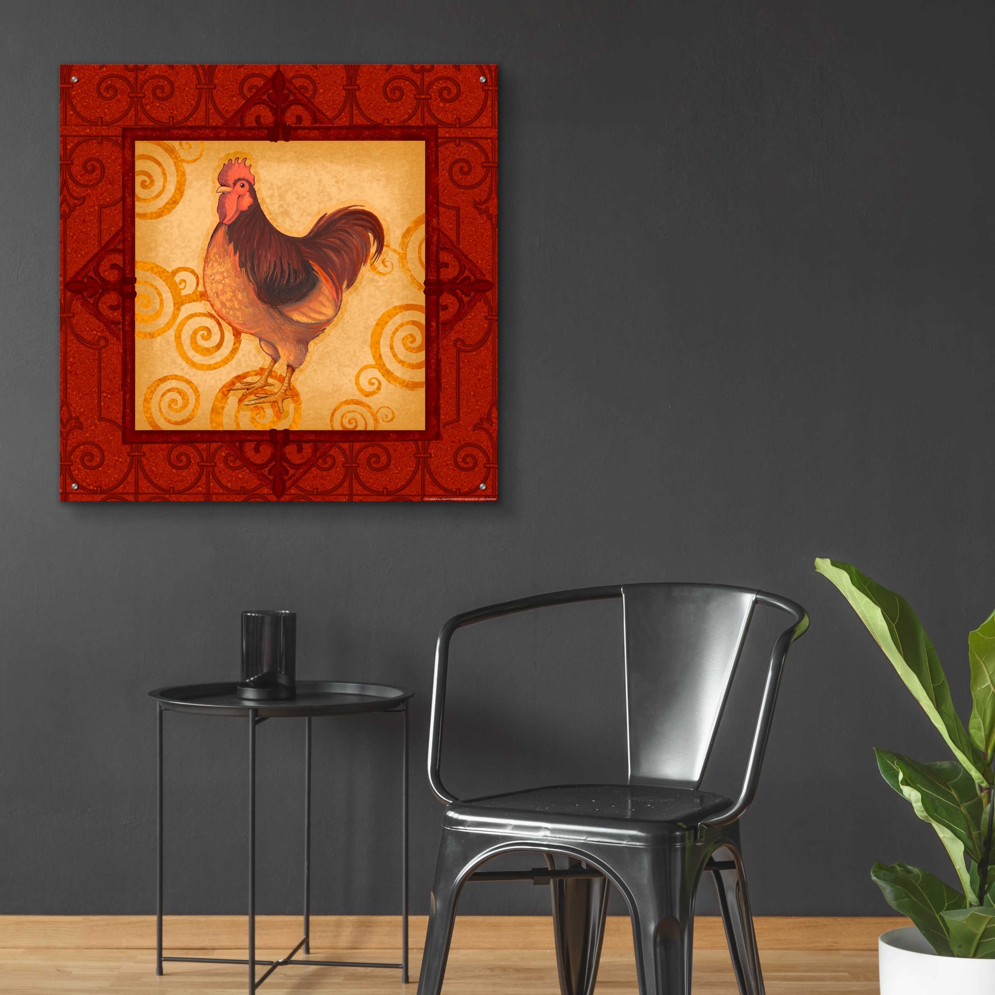 Epic Art 'Rooster 3' by Viv Eisner, Acrylic Glass Wall Art,36x36