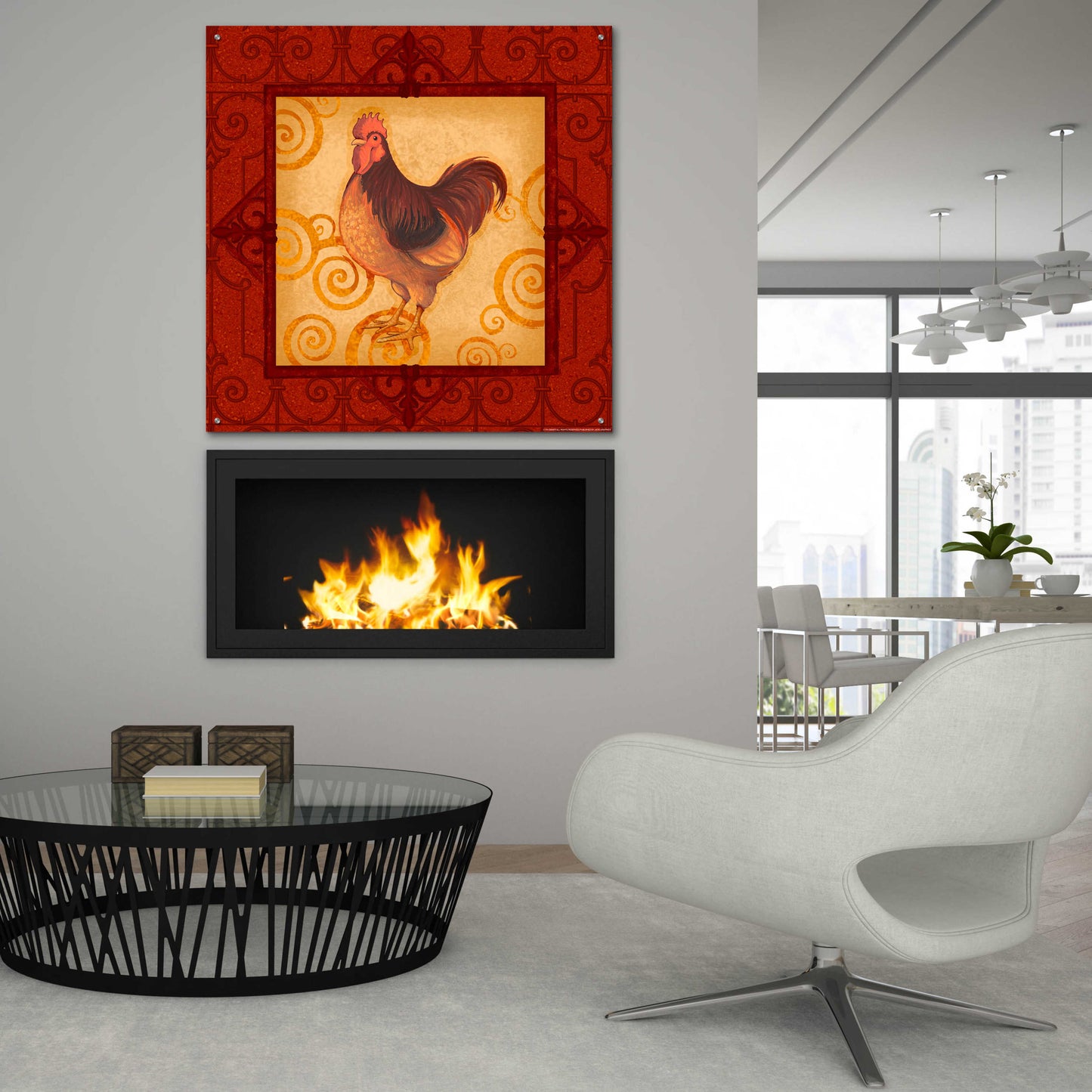 Epic Art 'Rooster 3' by Viv Eisner, Acrylic Glass Wall Art,36x36