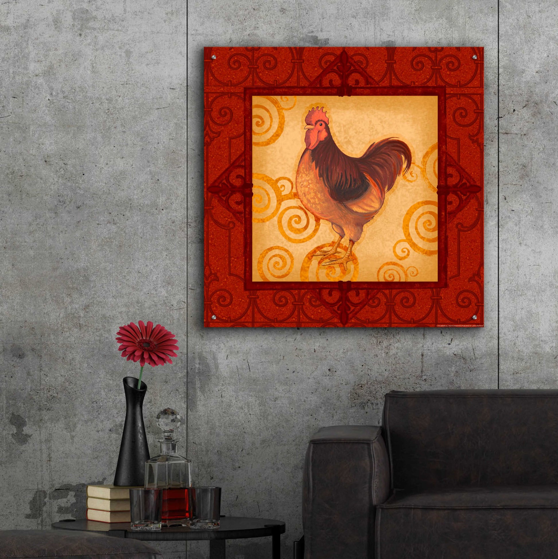 Epic Art 'Rooster 3' by Viv Eisner, Acrylic Glass Wall Art,36x36