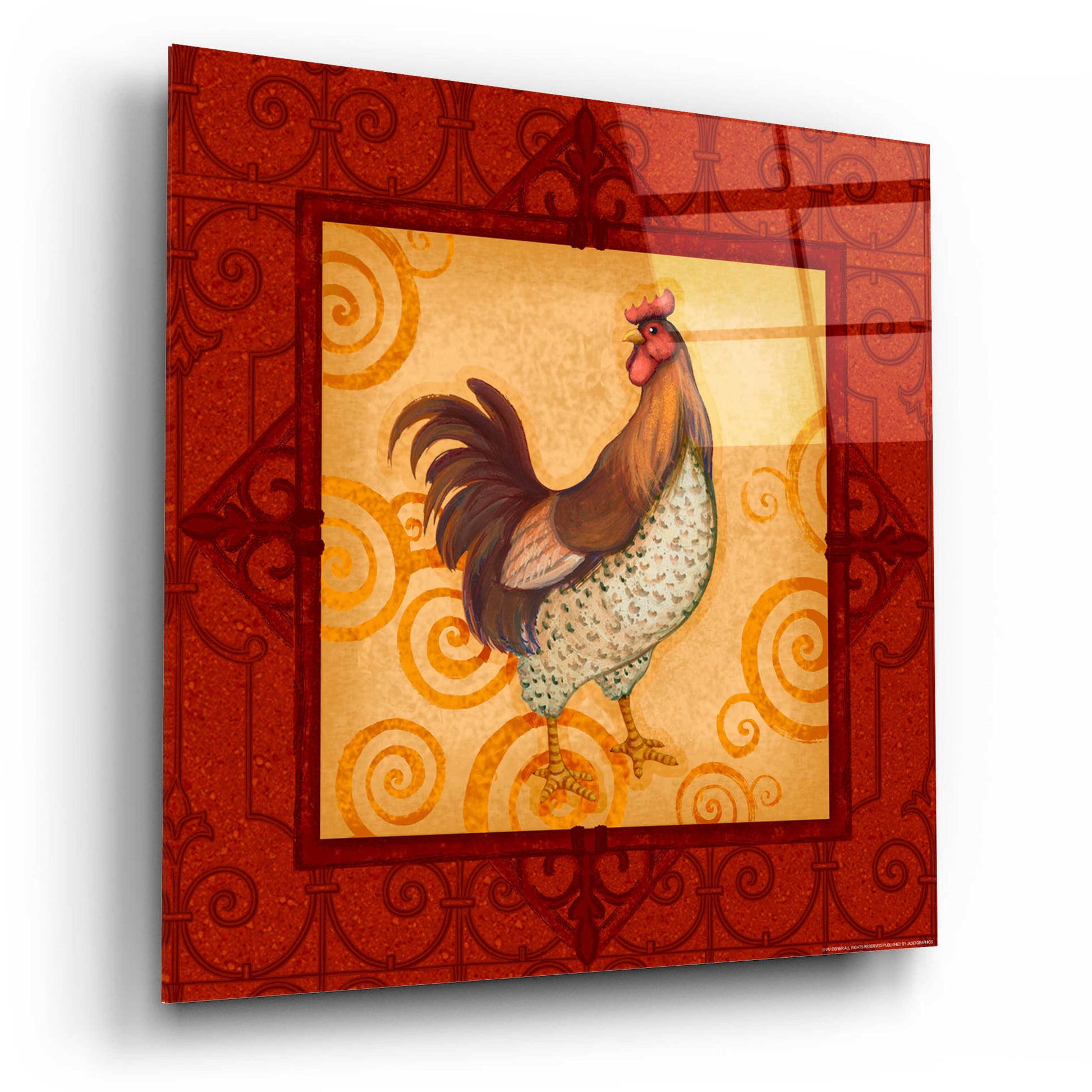 Epic Art 'Rooster 4' by Viv Eisner, Acrylic Glass Wall Art,12x12