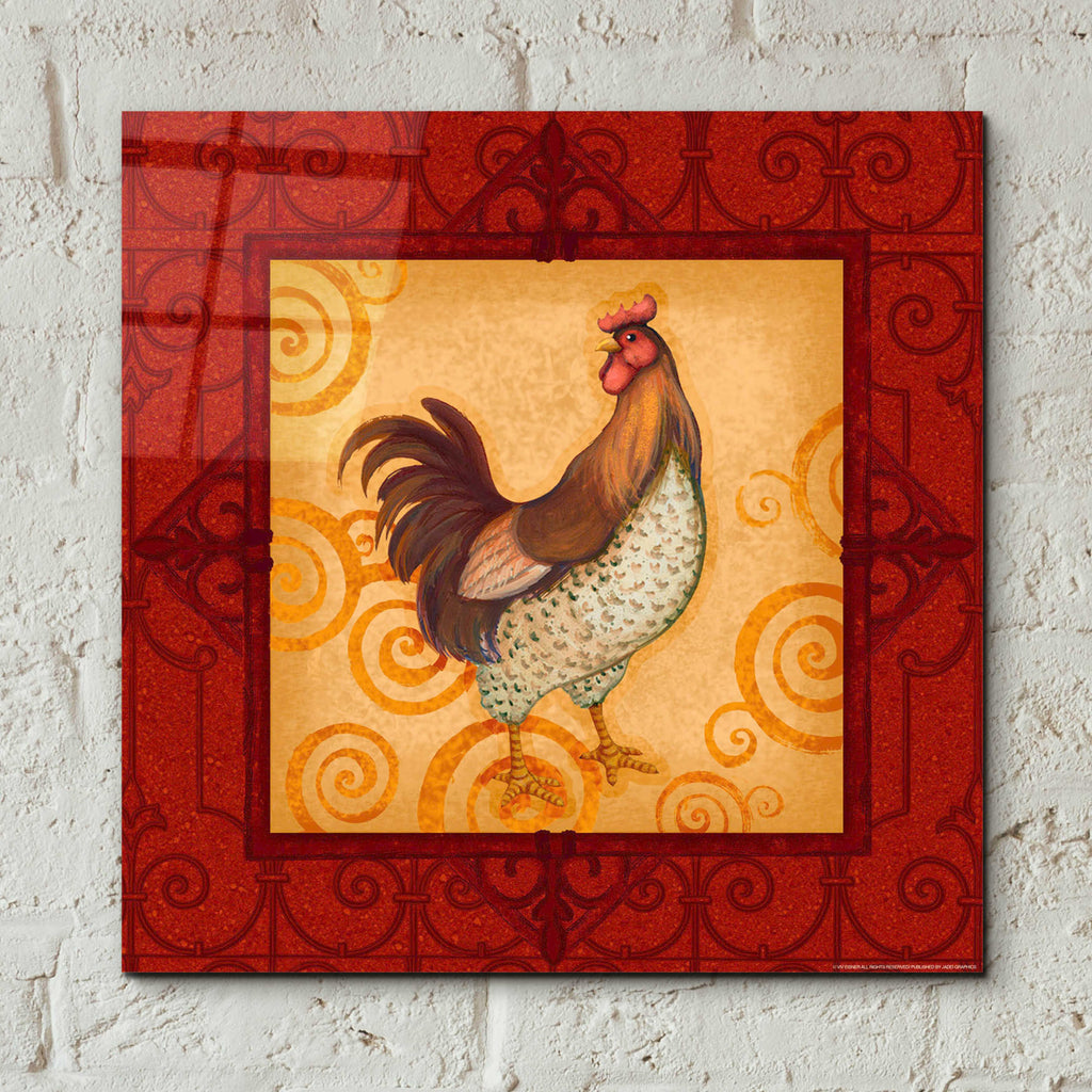 Epic Art 'Rooster 4' by Viv Eisner, Acrylic Glass Wall Art,12x12