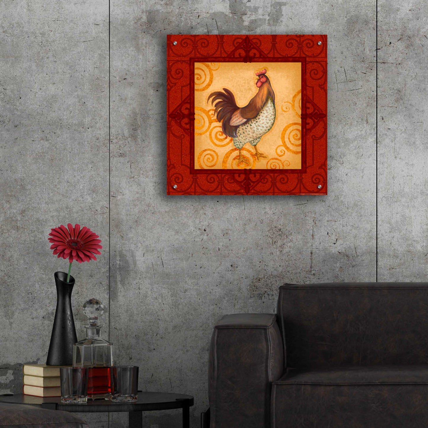 Epic Art 'Rooster 4' by Viv Eisner, Acrylic Glass Wall Art,24x24