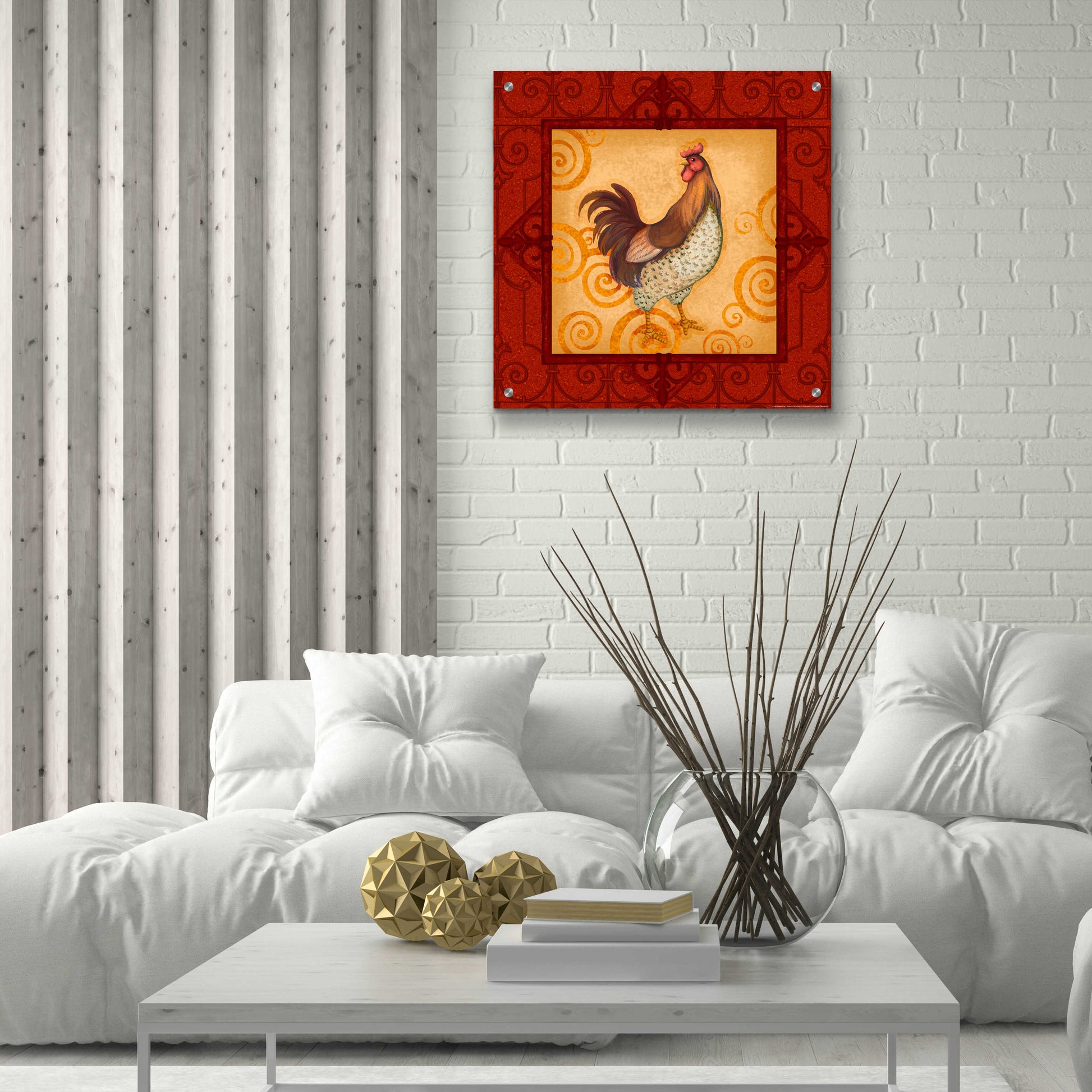 Epic Art 'Rooster 4' by Viv Eisner, Acrylic Glass Wall Art,24x24