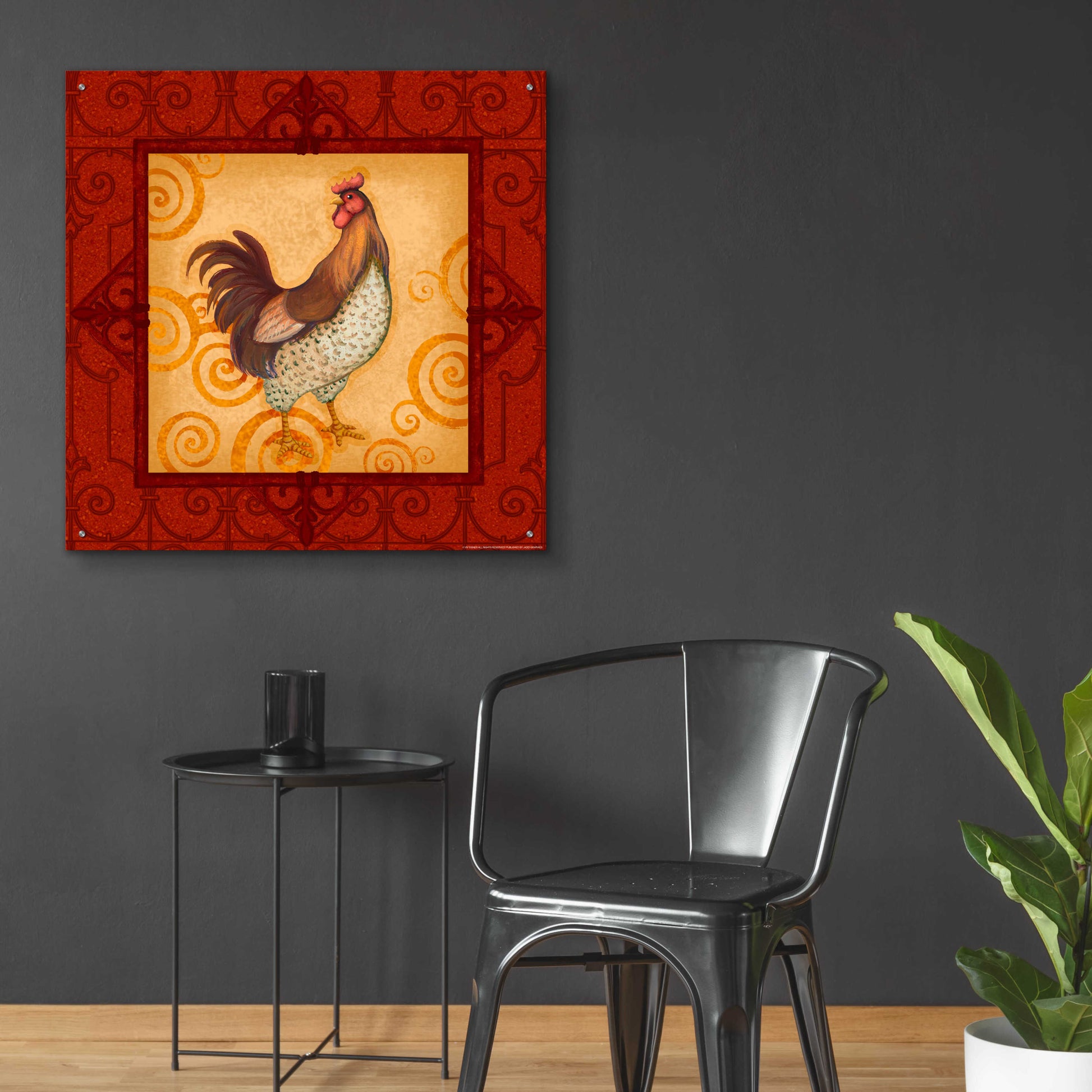 Epic Art 'Rooster 4' by Viv Eisner, Acrylic Glass Wall Art,36x36