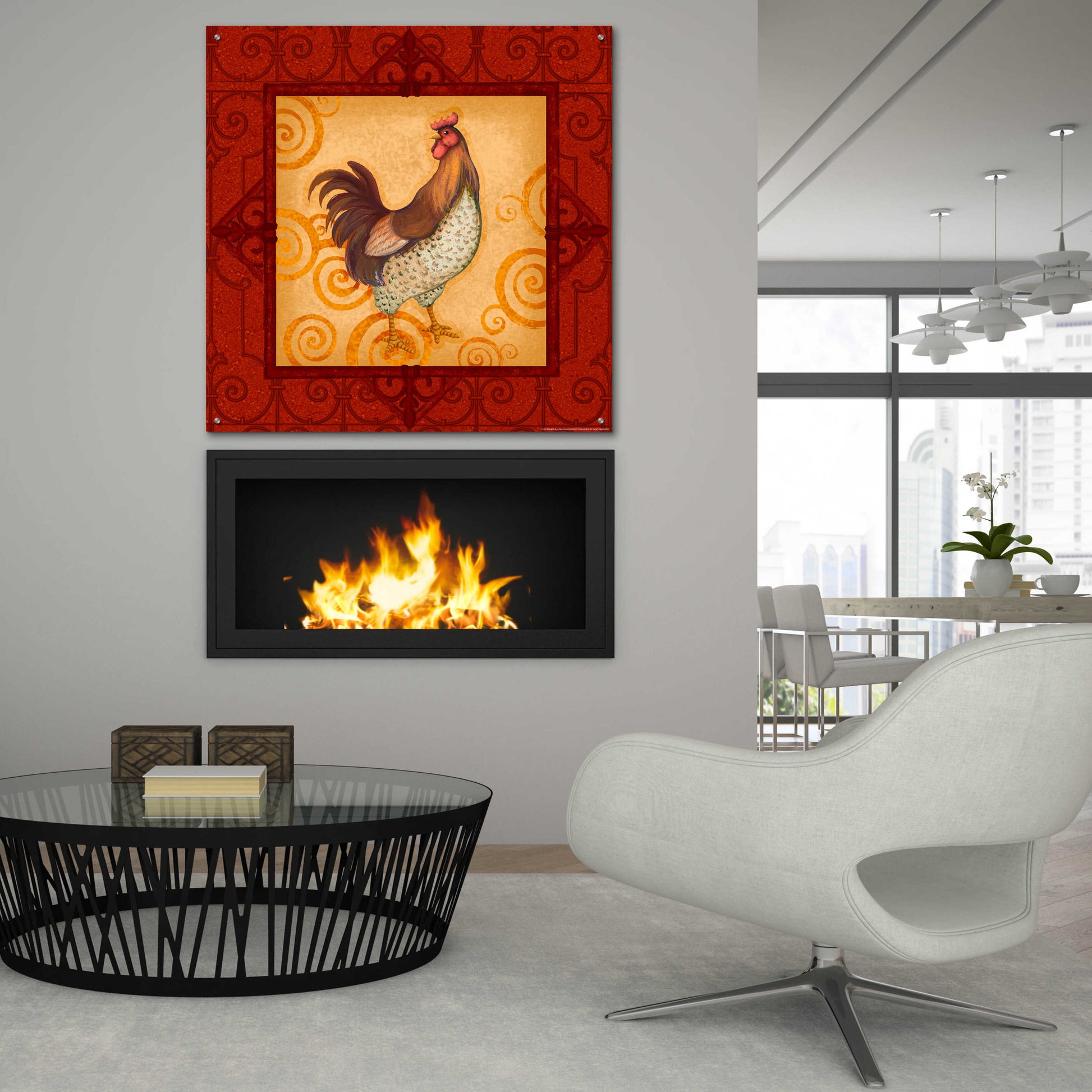 Epic Art 'Rooster 4' by Viv Eisner, Acrylic Glass Wall Art,36x36