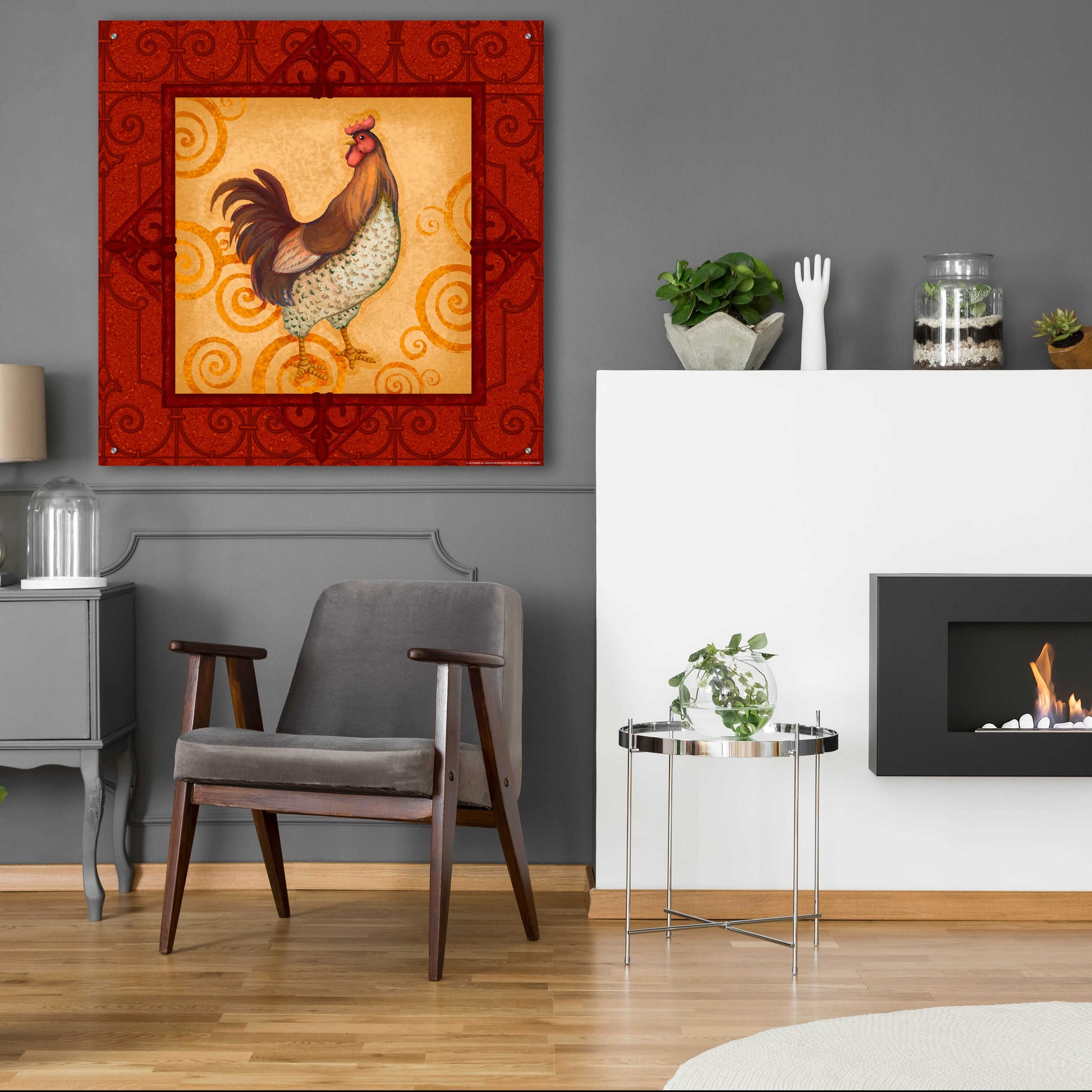 Epic Art 'Rooster 4' by Viv Eisner, Acrylic Glass Wall Art,36x36