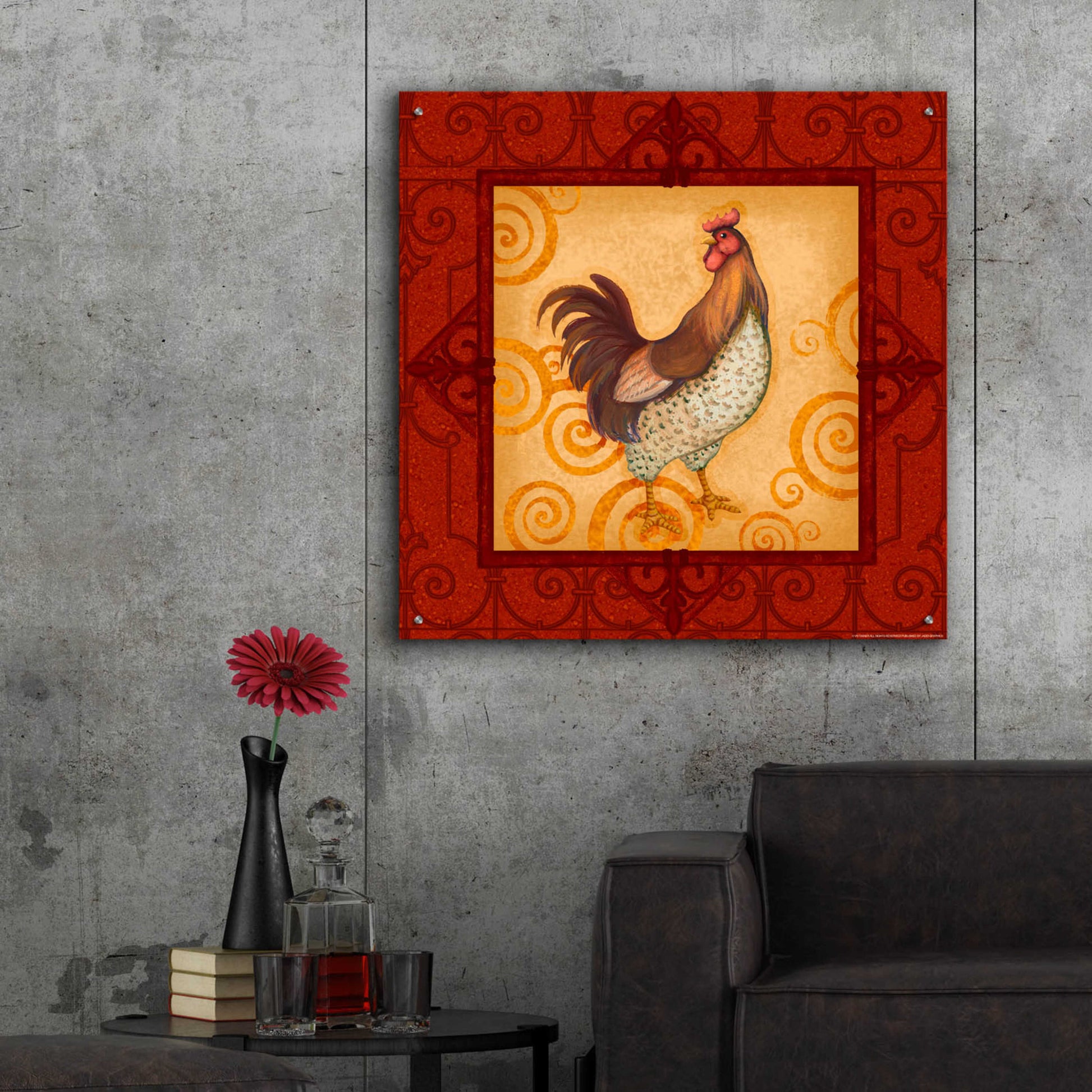 Epic Art 'Rooster 4' by Viv Eisner, Acrylic Glass Wall Art,36x36