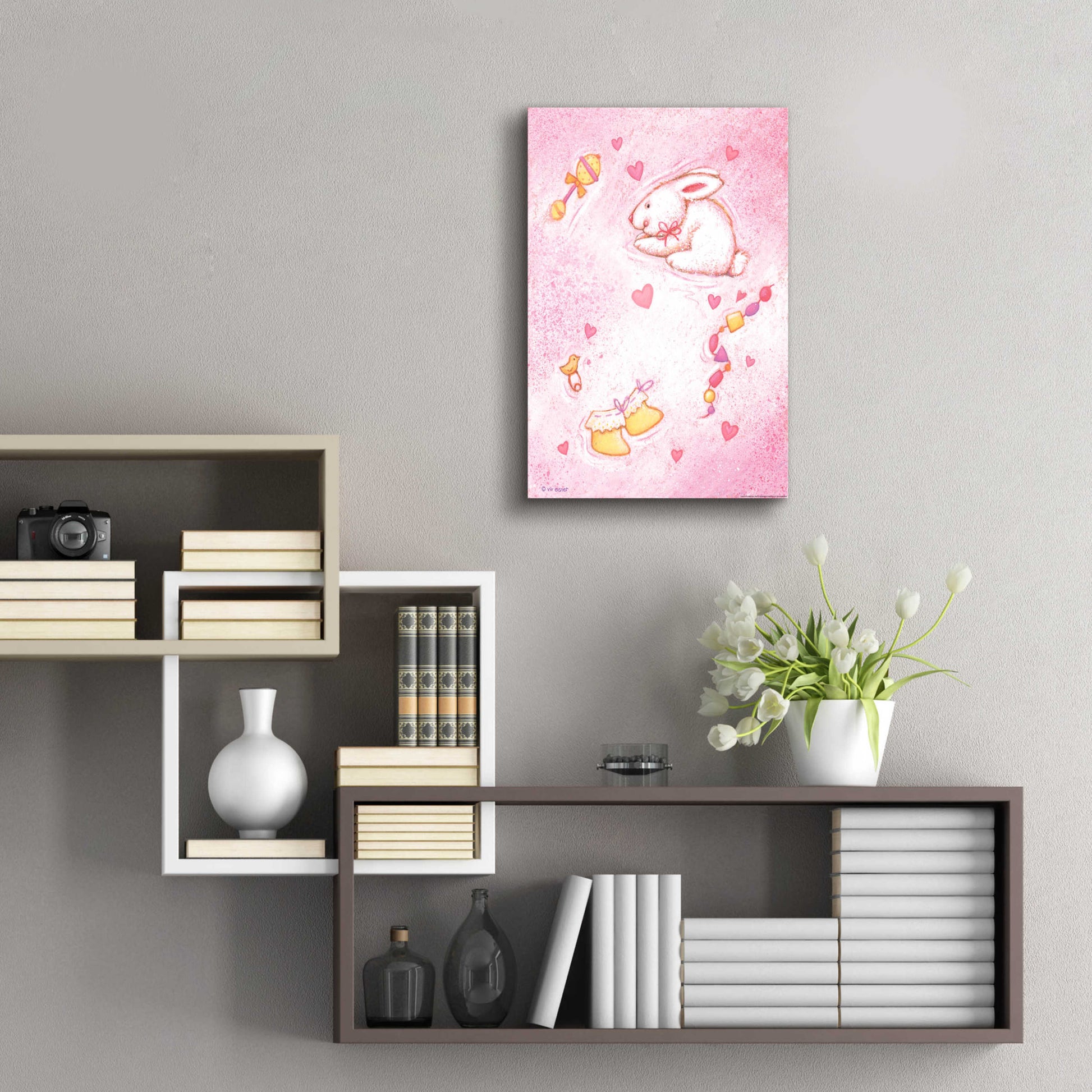 Epic Art 'Nursery 1 Bunny' by Viv Eisner, Acrylic Glass Wall Art,16x24