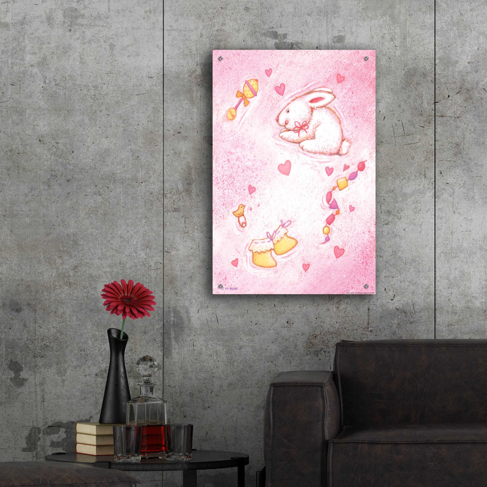 Epic Art 'Nursery 1 Bunny' by Viv Eisner, Acrylic Glass Wall Art,24x36