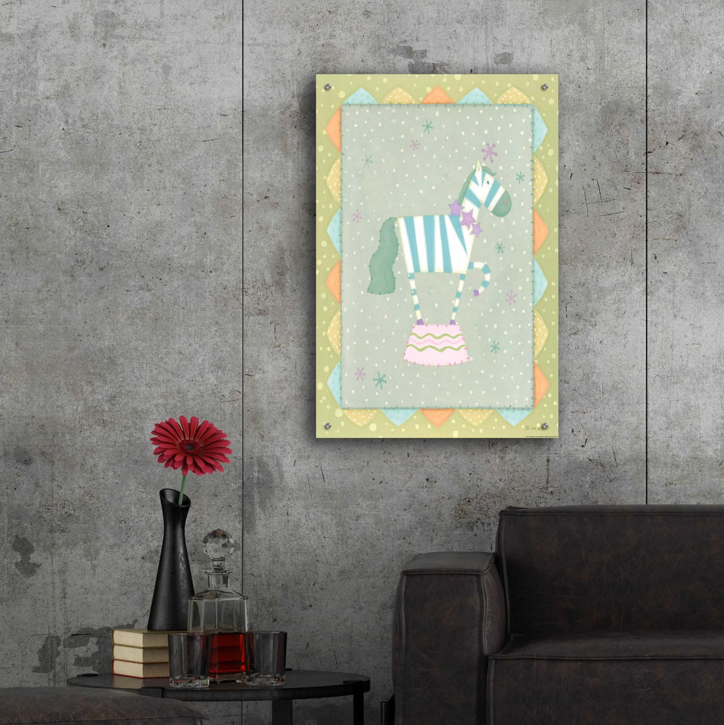 Epic Art 'Circus 3 Zebra' by Viv Eisner, Acrylic Glass Wall Art,24x36