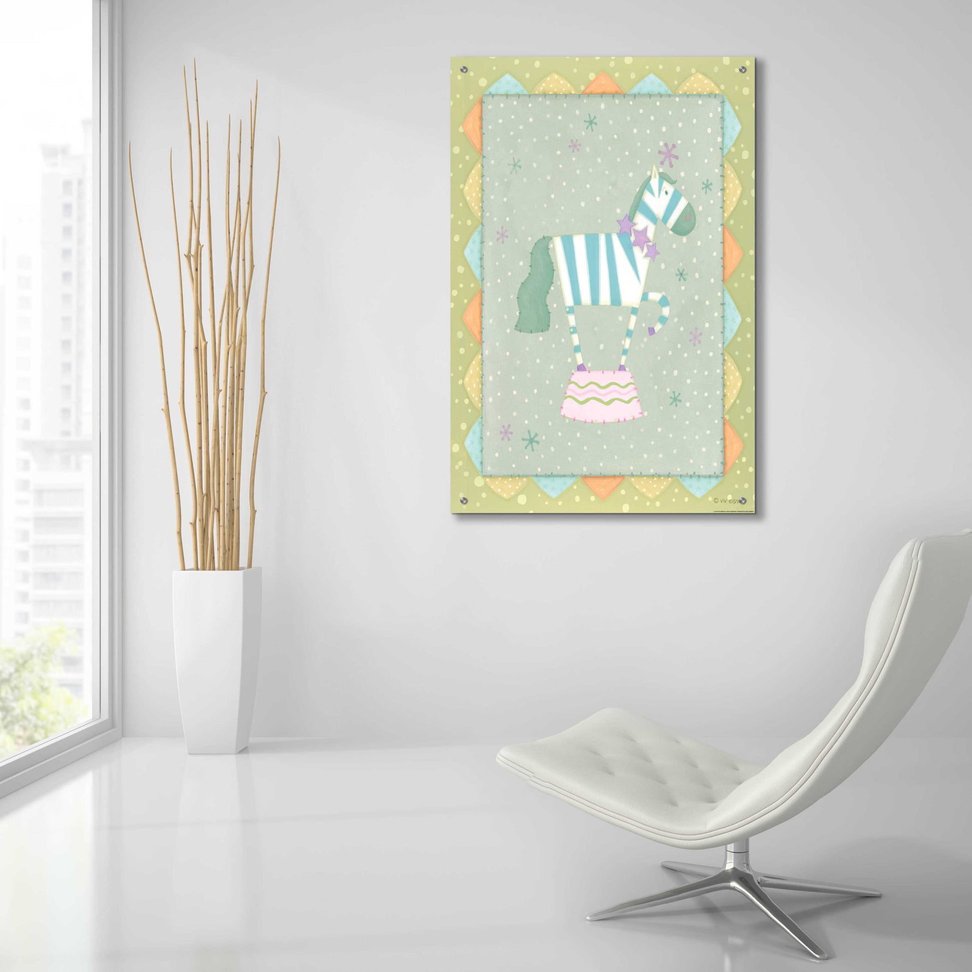 Epic Art 'Circus 3 Zebra' by Viv Eisner, Acrylic Glass Wall Art,24x36