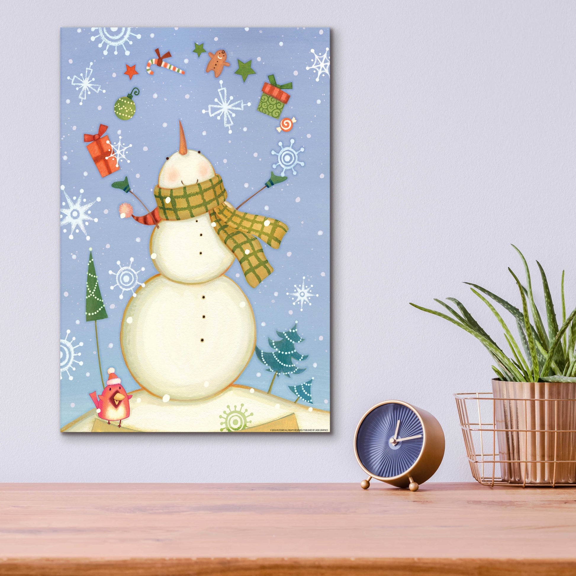 Epic Art 'Snowman 1 Nb' by Viv Eisner, Acrylic Glass Wall Art,12x16