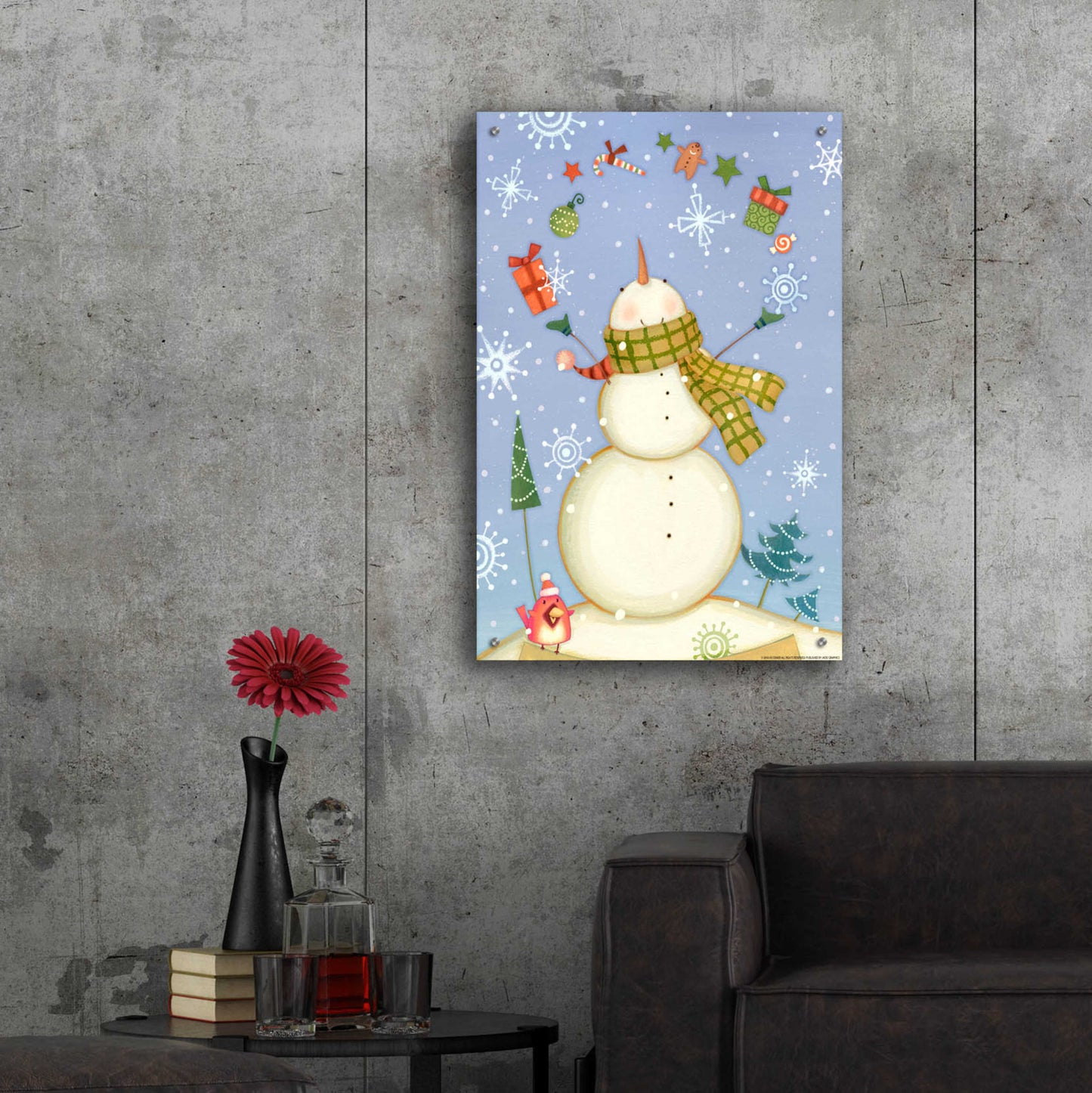 Epic Art 'Snowman 1 Nb' by Viv Eisner, Acrylic Glass Wall Art,24x36