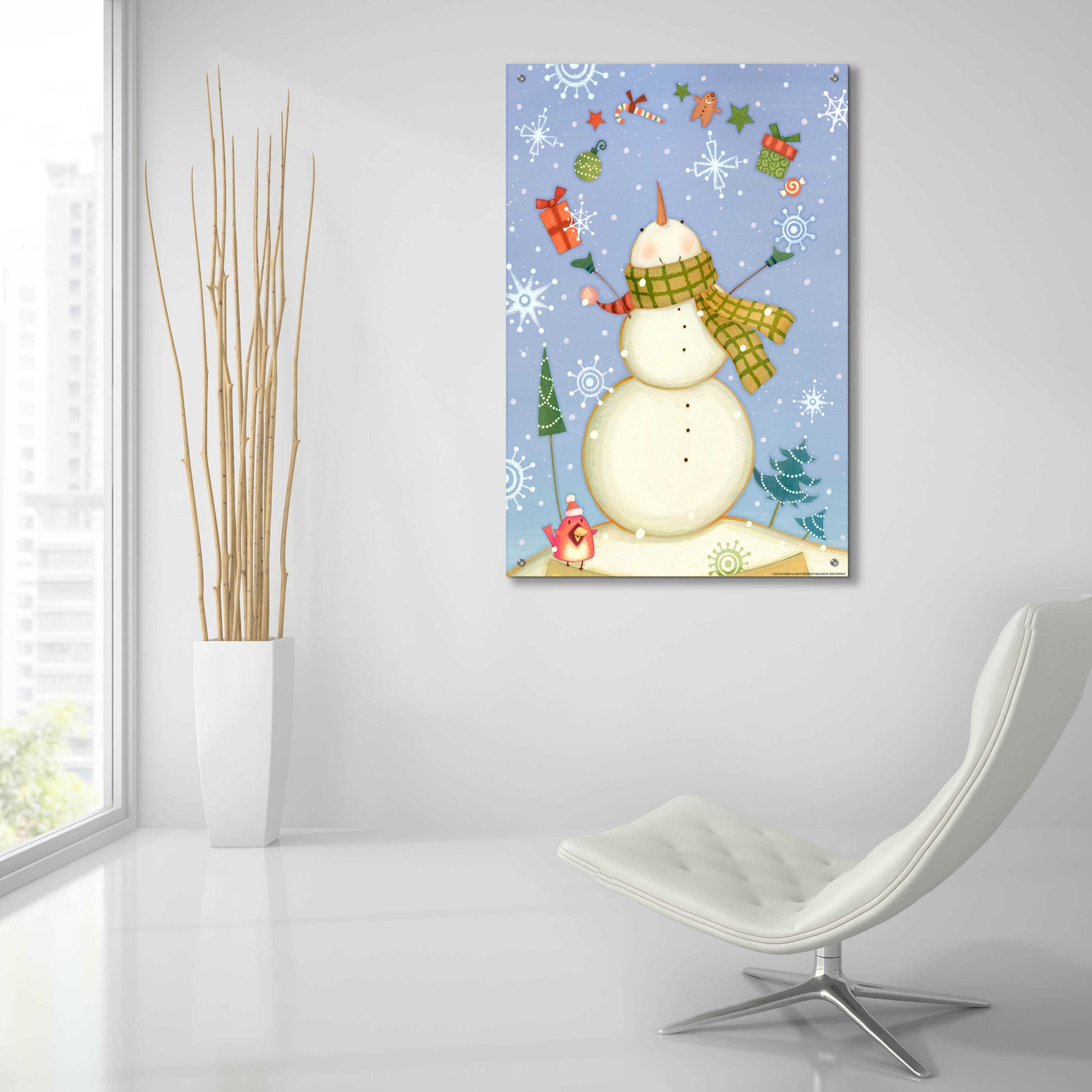 Epic Art 'Snowman 1 Nb' by Viv Eisner, Acrylic Glass Wall Art,24x36