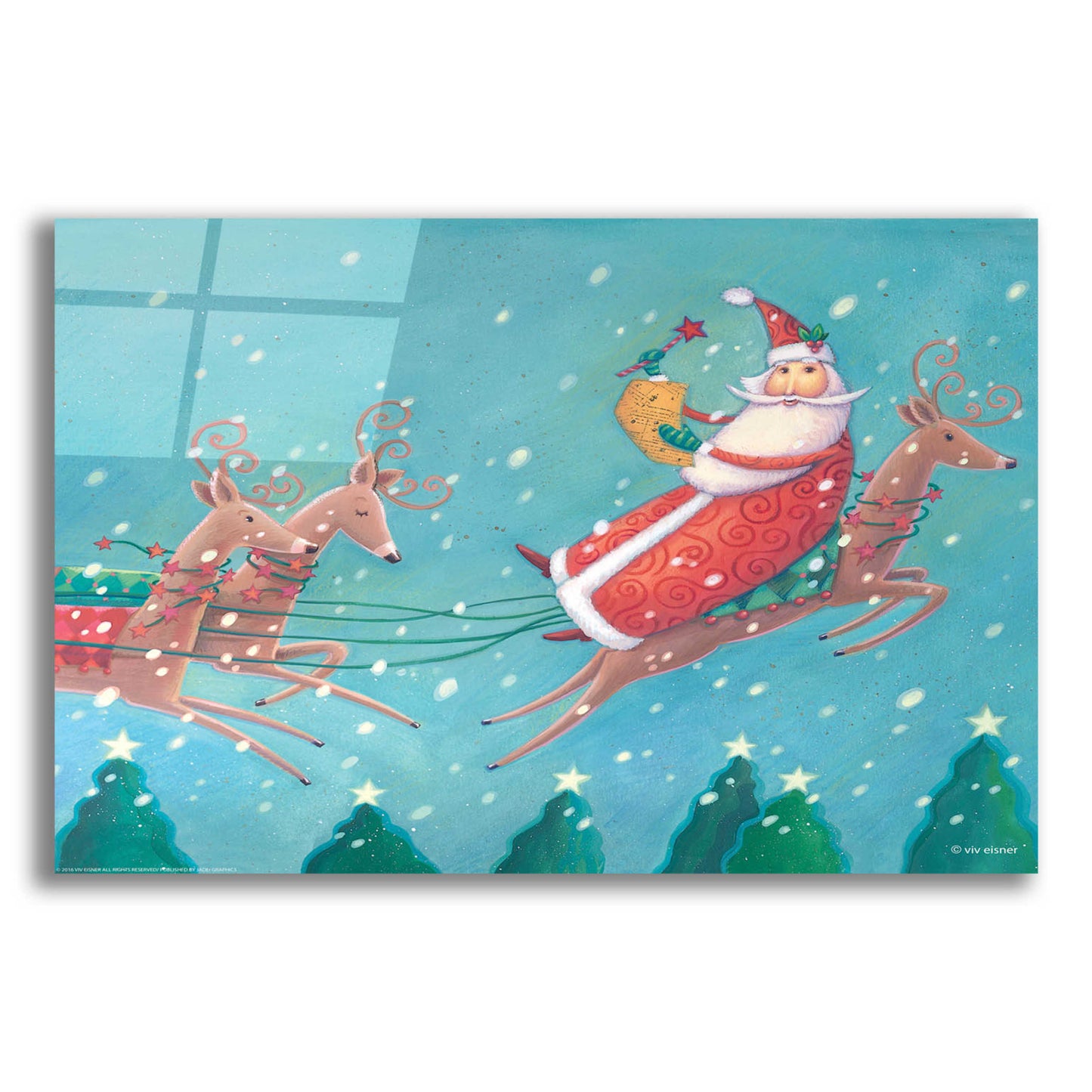 Epic Art 'Teal Santa' by Viv Eisner, Acrylic Glass Wall Art