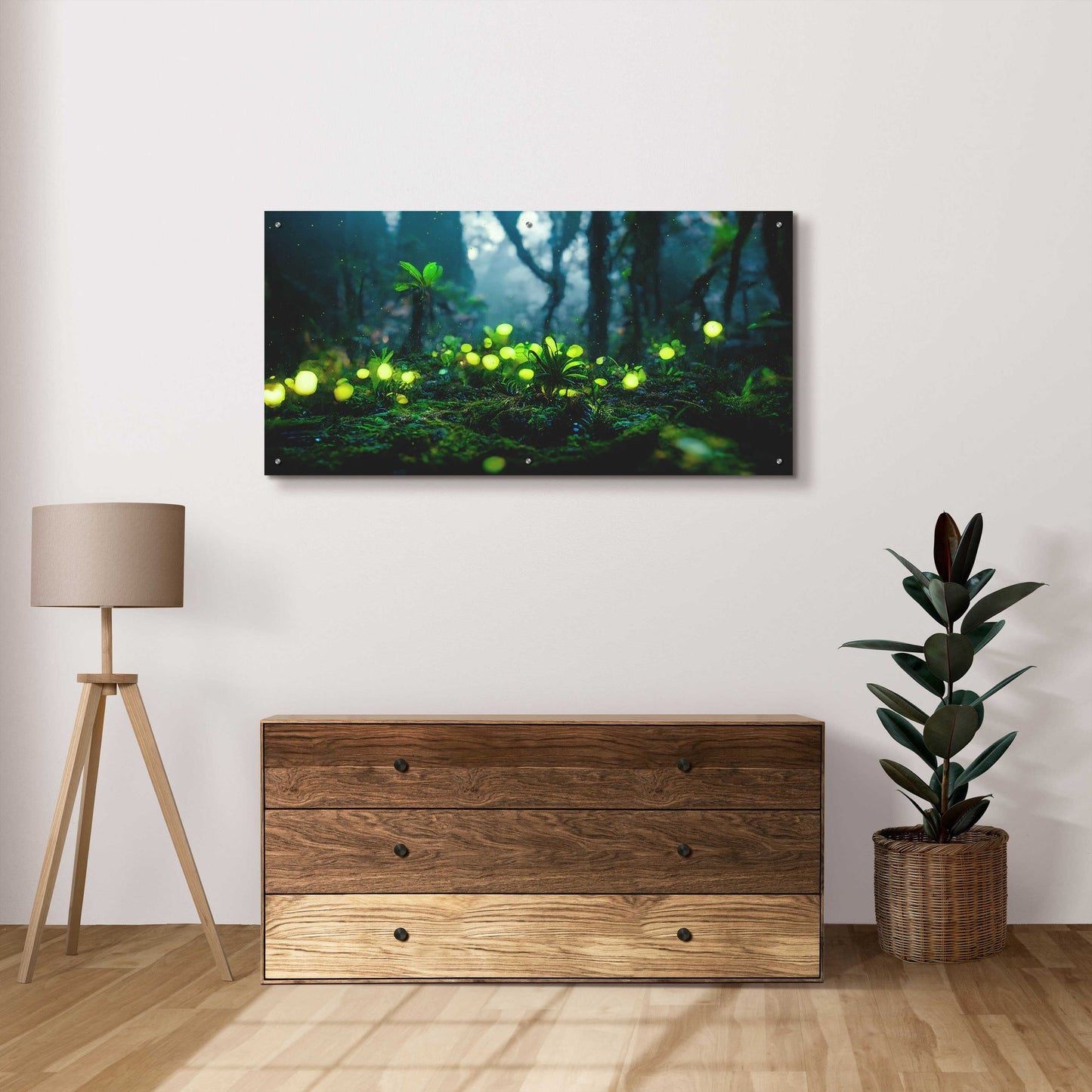 Epic Art 'Glowing Forest' by Epic Portfolio, Acrylic Glass Wall Art,48x24
