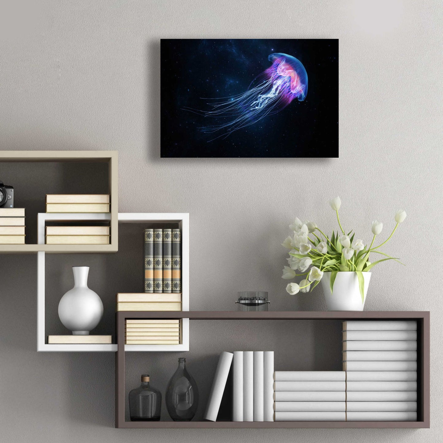 Epic Art 'Jellyfish Spacewalk' by Epic Portfolio, Acrylic Glass Wall Art,24x16