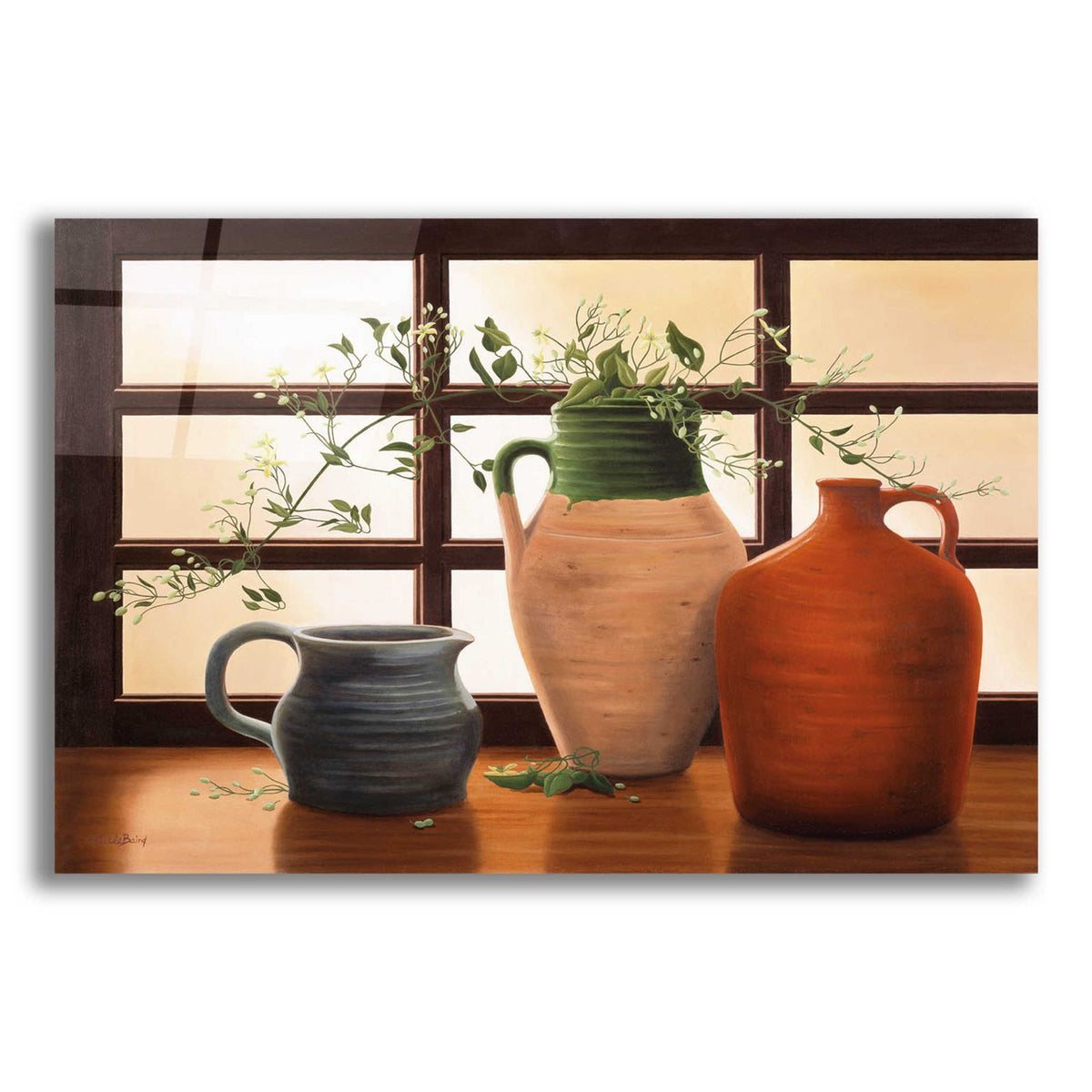 Olive Jar With Flowering Vine by Cecile Baird acrylic glass wall art