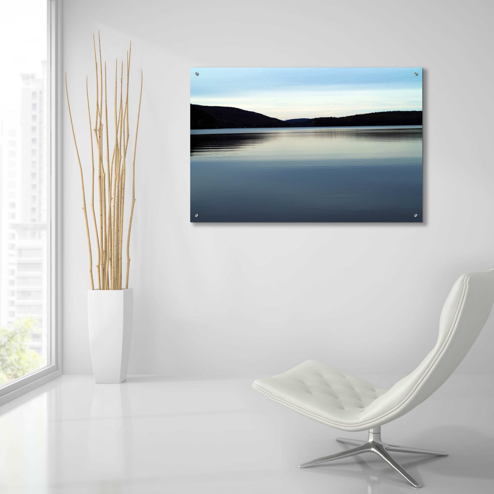 Epic Art 'Meech Lake water and hills' by Clive Branson, Acrylic Glass Wall Art,36x24