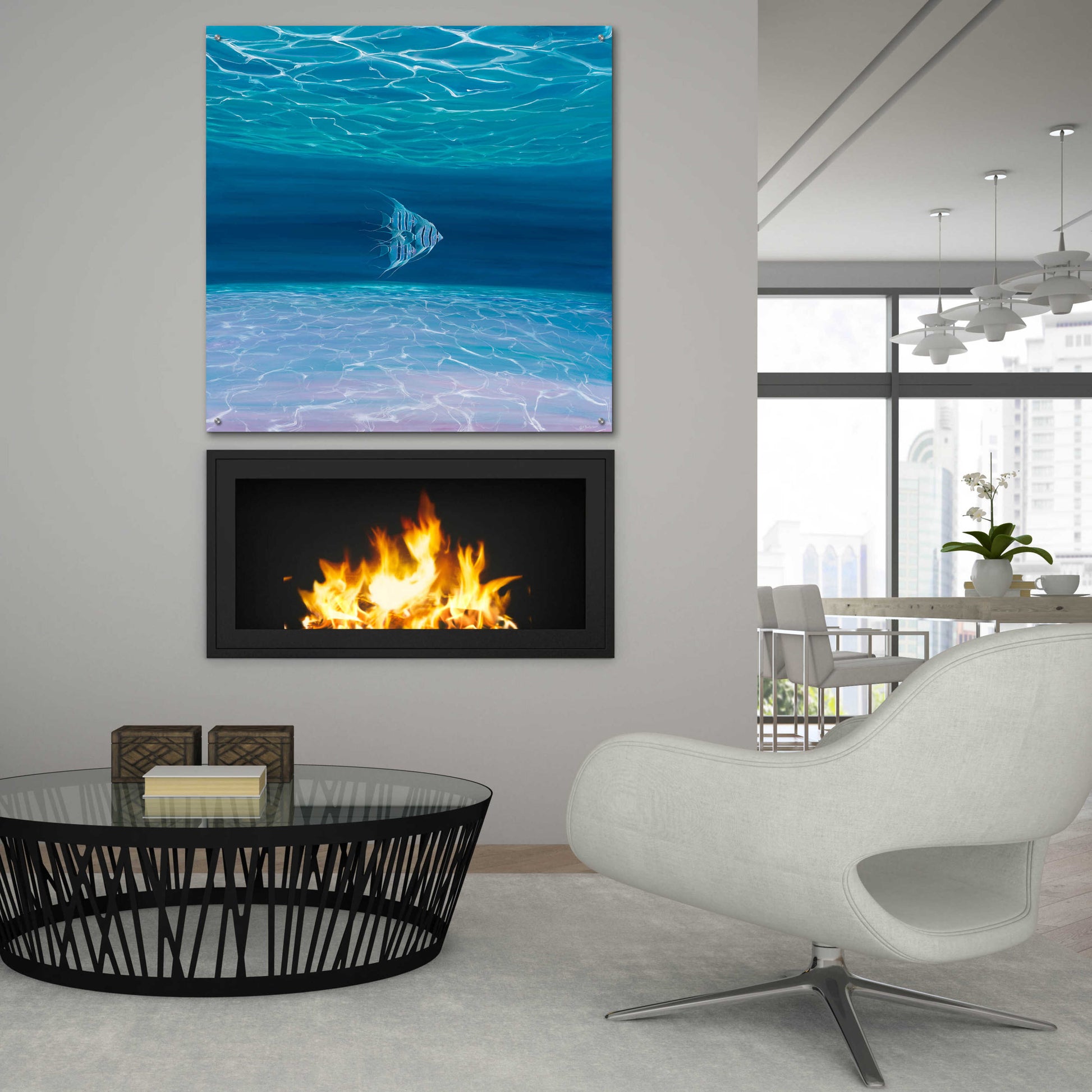 Epic Art 'Blue Angels Blue Sea' by Gill Bustamante, Acrylic Glass Wall Art,36x36