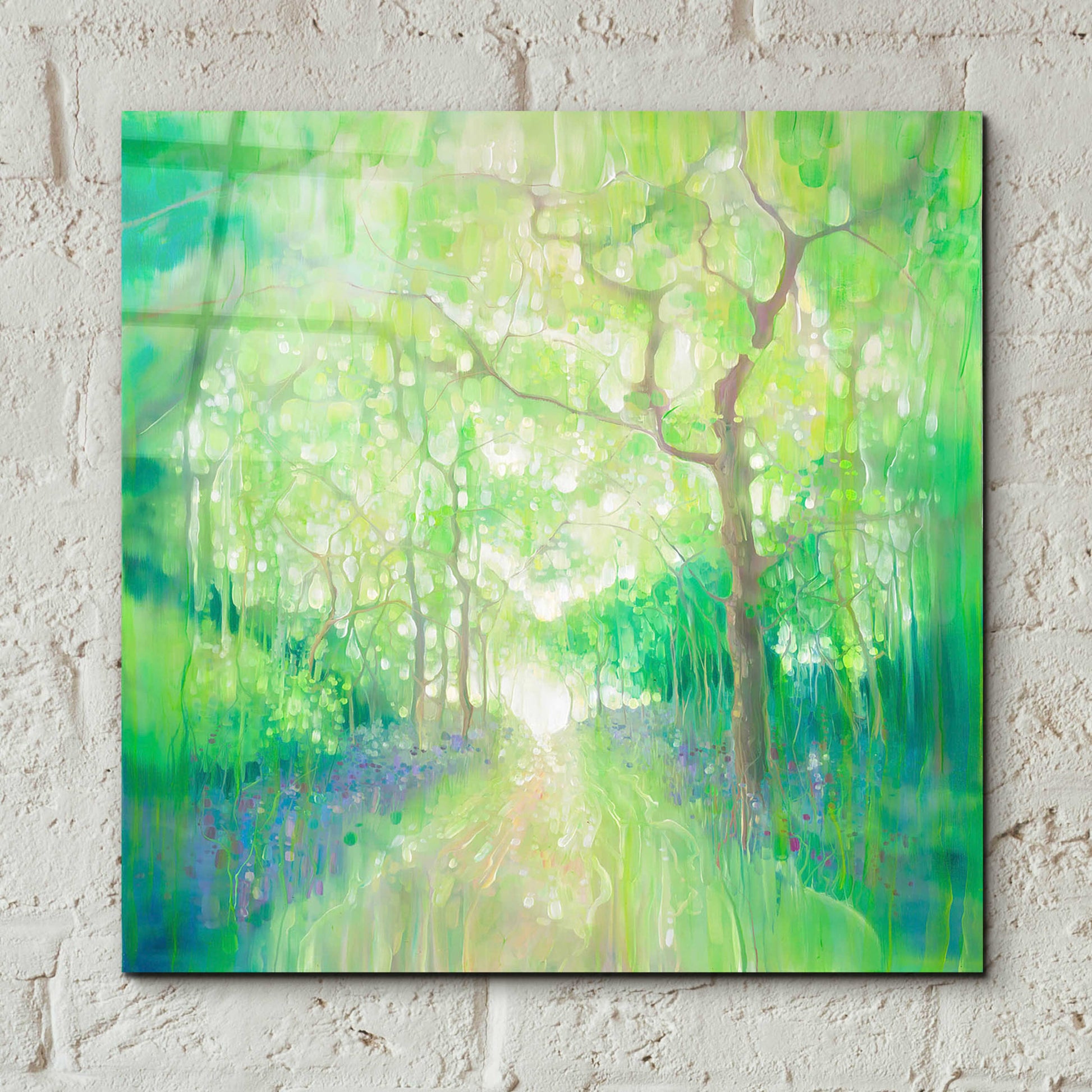 Epic Art 'Green Forest Calling' by Gill Bustamante, Acrylic Glass Wall Art,12x12