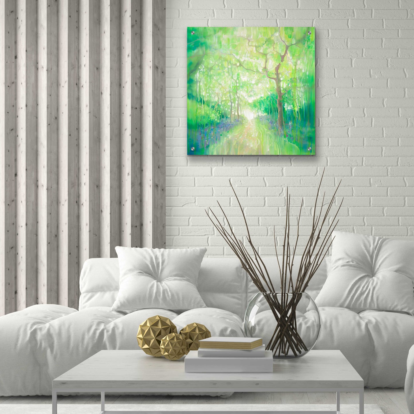 Epic Art 'Green Forest Calling' by Gill Bustamante, Acrylic Glass Wall Art,24x24