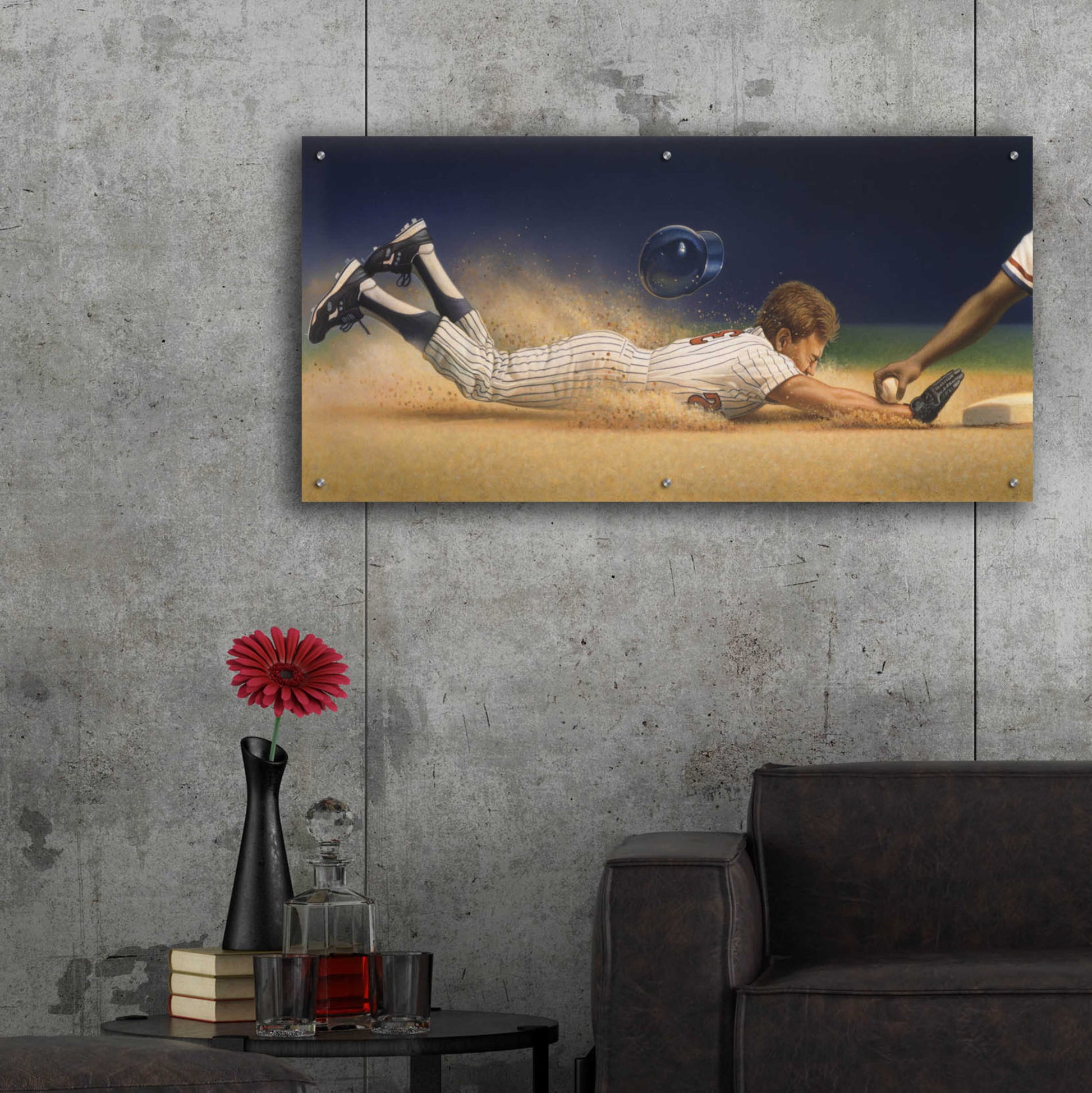 Epic Art 'Baseball Player' by Dan Craig, Acrylic Glass Wall Art,48x24