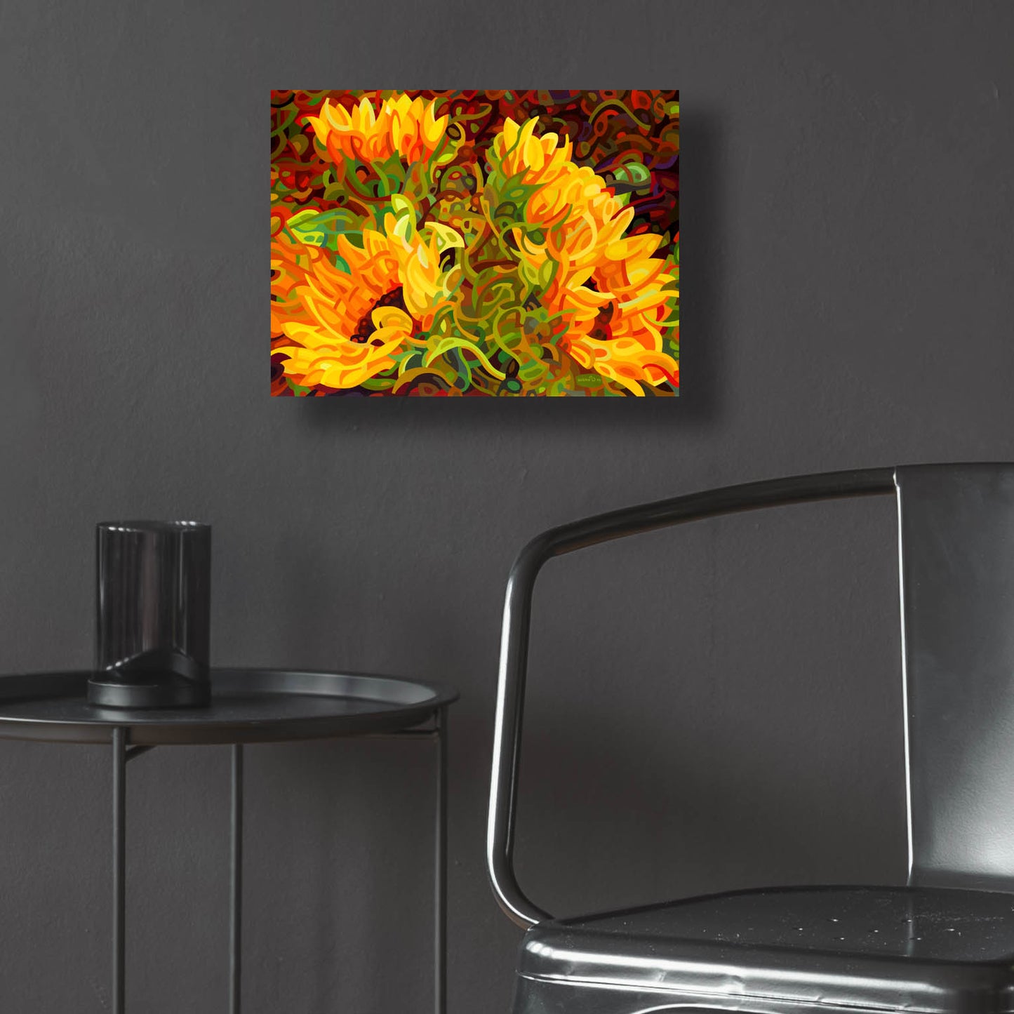 Epic Art 'Four Sunflowers' by Mandy Budan, Acrylic Glass Wall Art,16x12