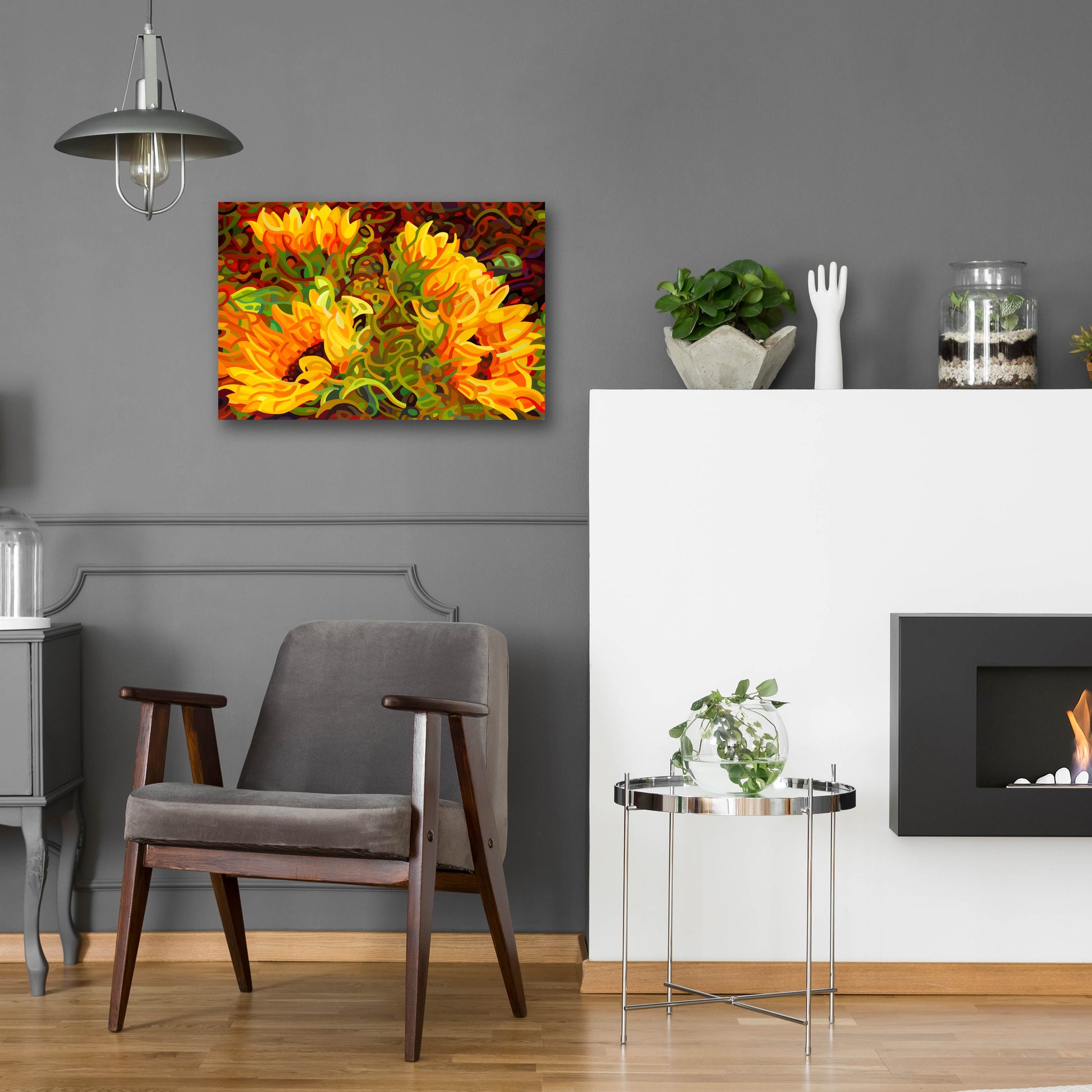 Epic Art 'Four Sunflowers' by Mandy Budan, Acrylic Glass Wall Art,24x16