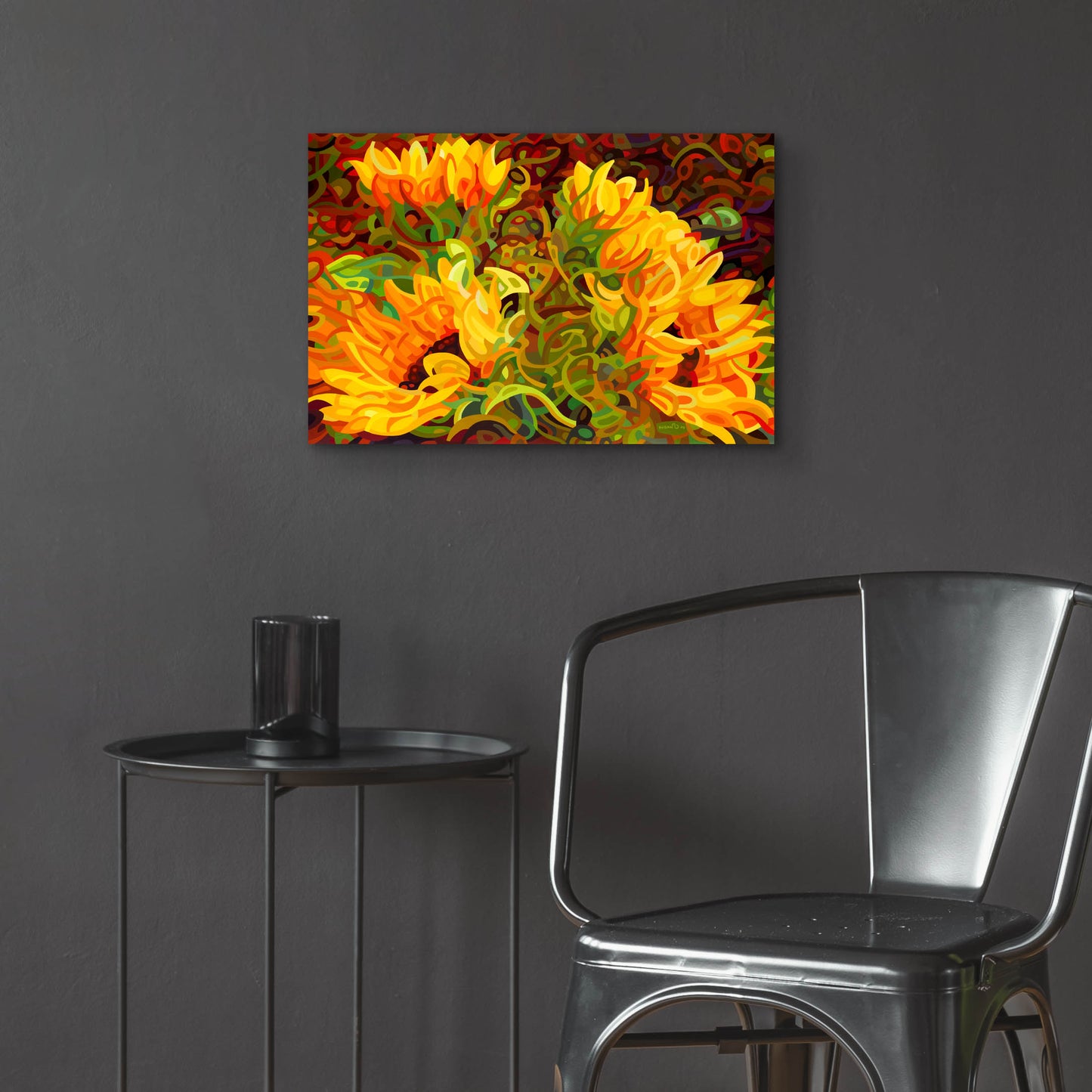 Epic Art 'Four Sunflowers' by Mandy Budan, Acrylic Glass Wall Art,24x16