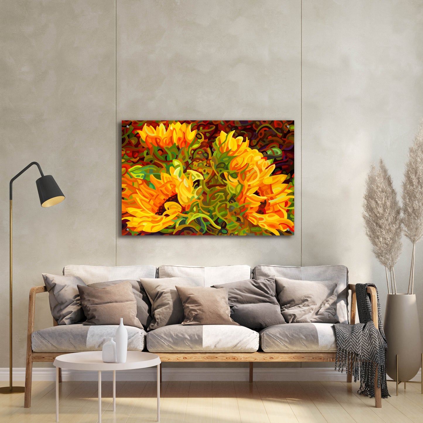 Epic Art 'Four Sunflowers' by Mandy Budan, Acrylic Glass Wall Art,36x24