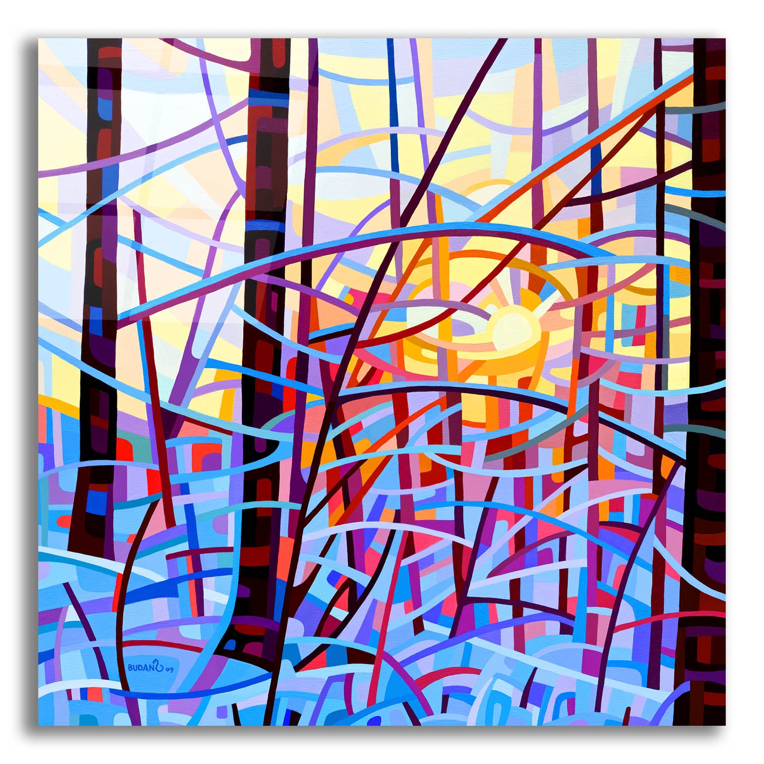 Epic Art 'Sunrise' by Mandy Budan, Acrylic Glass Wall Art,12x12