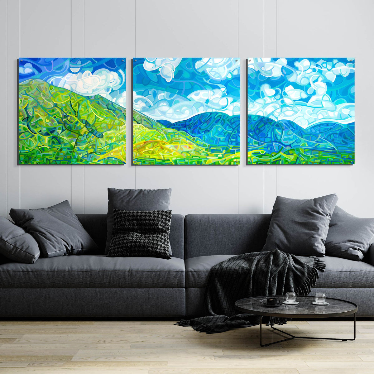 Epic Art 'Emerald Moments' by Mandy Budan, Acrylic Glass Wall Art, 3 Piece Set,108x36