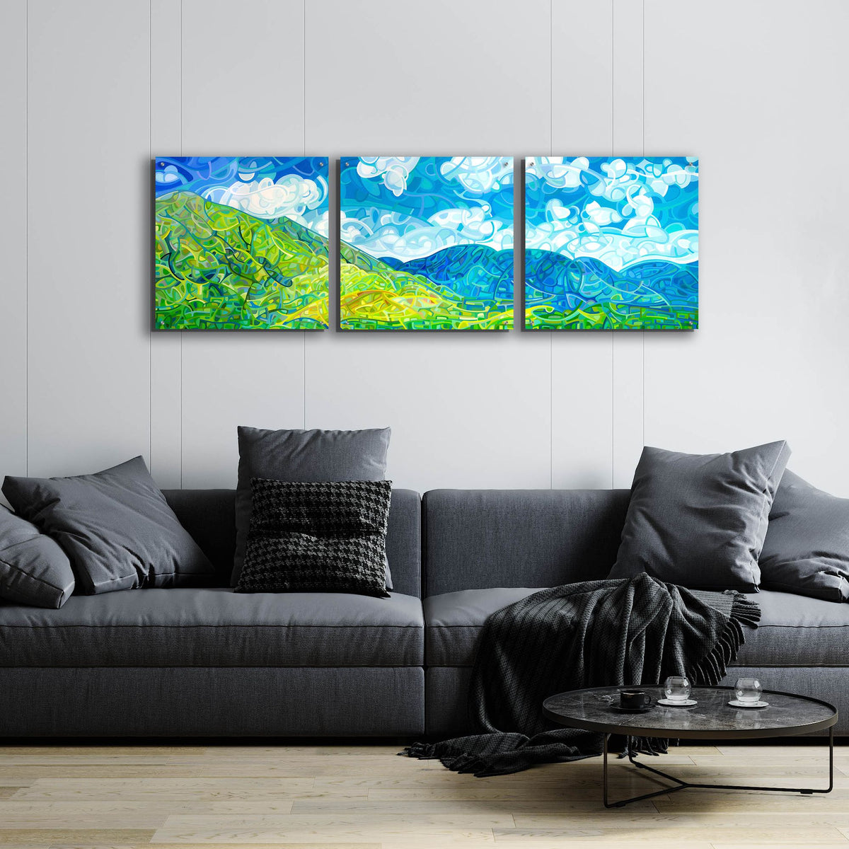 Epic Art 'Emerald Moments' by Mandy Budan, Acrylic Glass Wall Art, 3 Piece Set,72x24