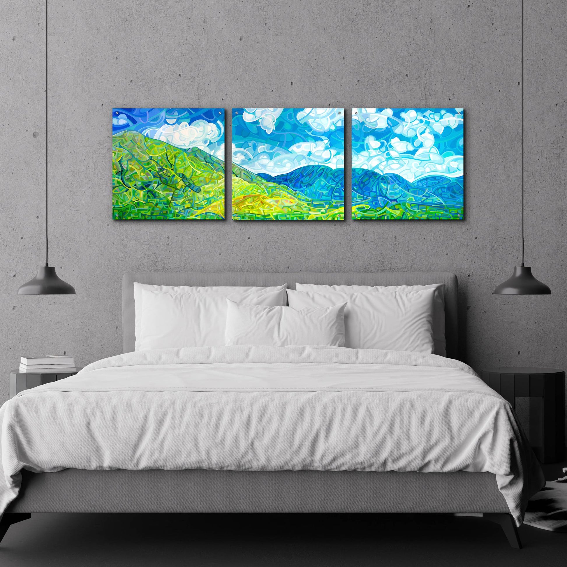 Epic Art 'Emerald Moments' by Mandy Budan, Acrylic Glass Wall Art, 3 Piece Set,72x24