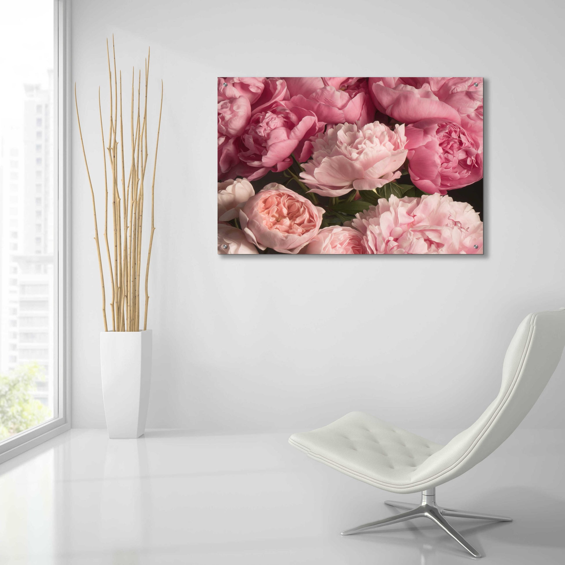 Epic Art 'Pink Petals' by Leah McLean, Acrylic Glass Wall Art,36x24