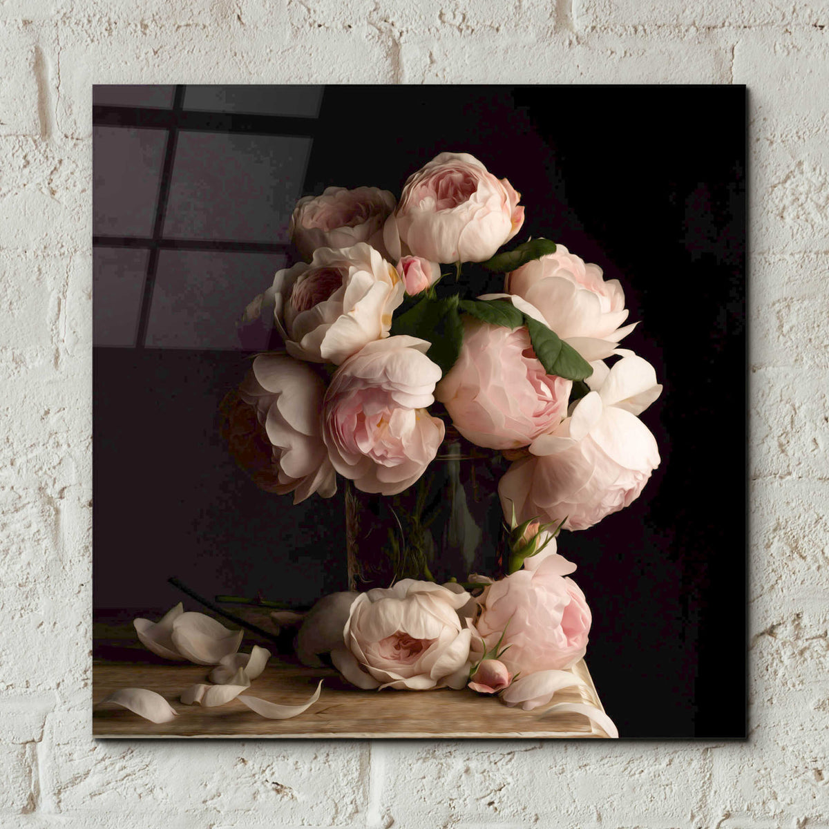 Epic Art 'Smitten by Roses Dark' by Leah McLean, Acrylic Glass Wall Art,12x12