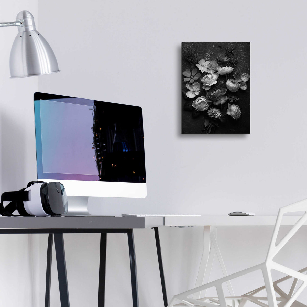 Epic Art 'A Monochrome Pocket Full of Posies' by Leah McLean, Acrylic Glass Wall Art,12x16