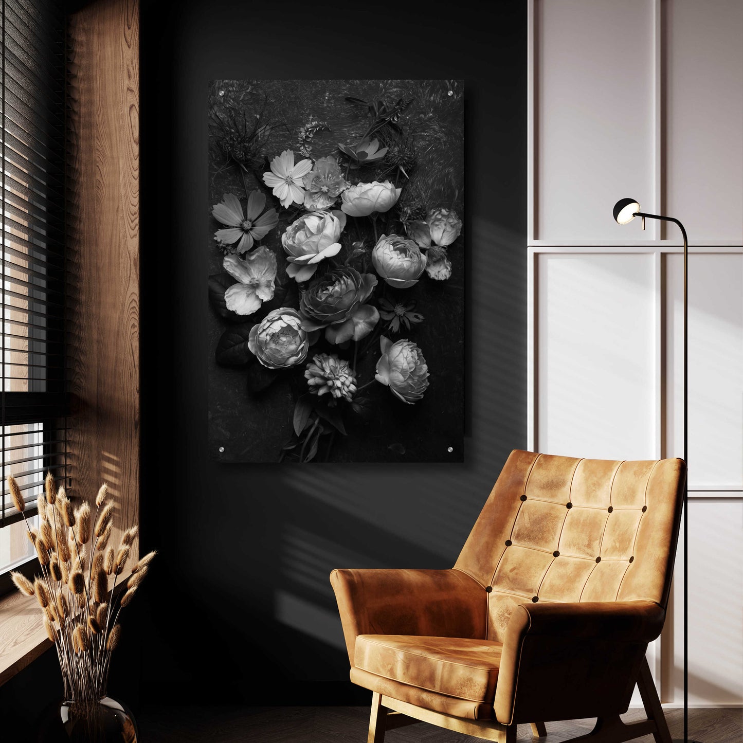 Epic Art 'A Monochrome Pocket Full of Posies' by Leah McLean, Acrylic Glass Wall Art,24x36