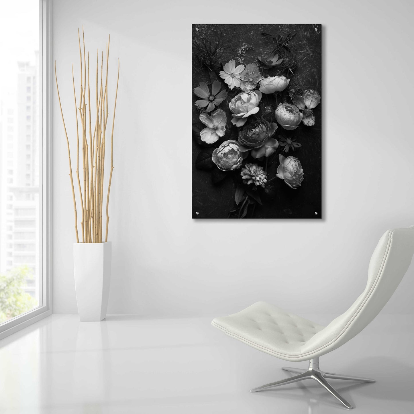 Epic Art 'A Monochrome Pocket Full of Posies' by Leah McLean, Acrylic Glass Wall Art,24x36