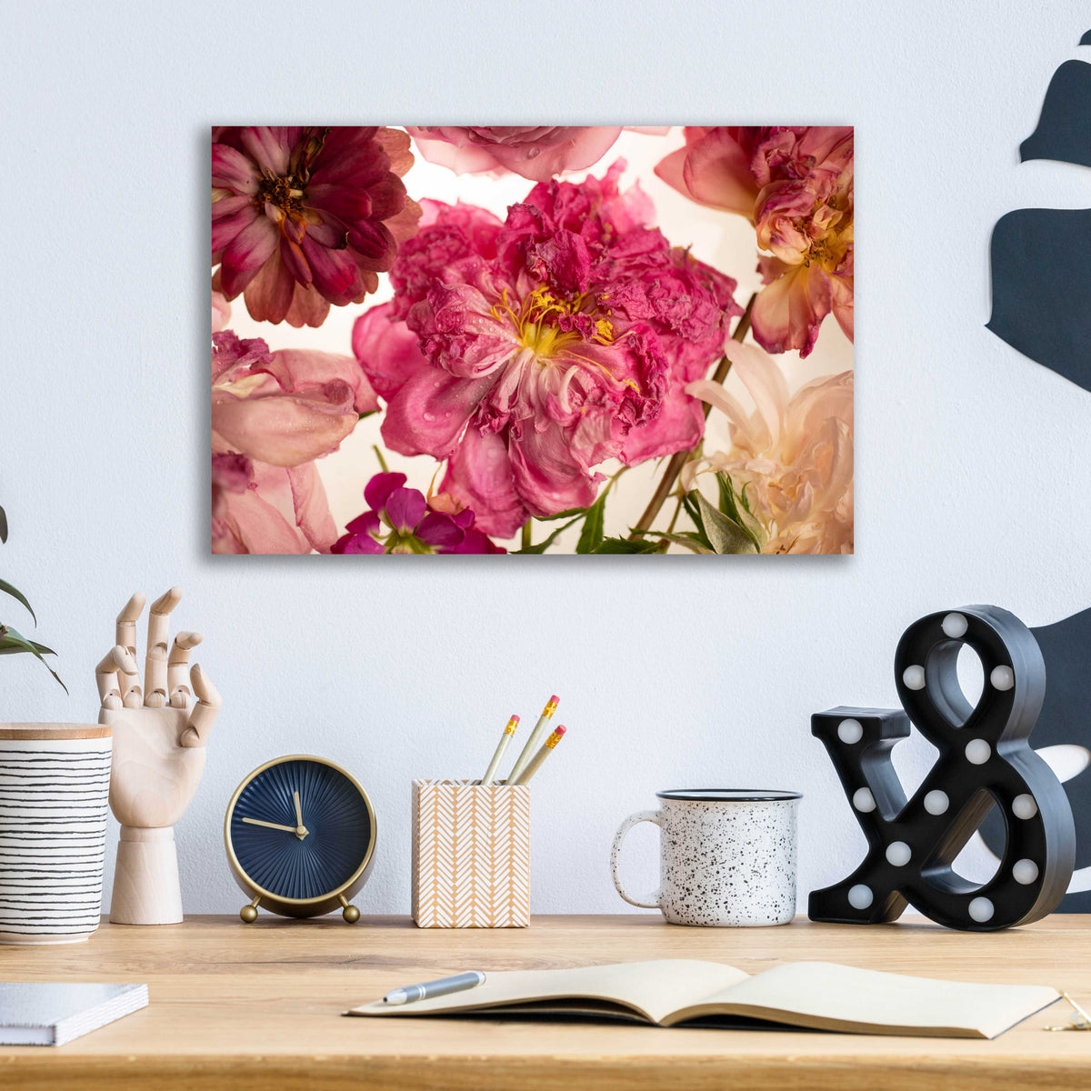 Epic Art 'Peony on White' by Leah McLean, Acrylic Glass Wall Art,16x12