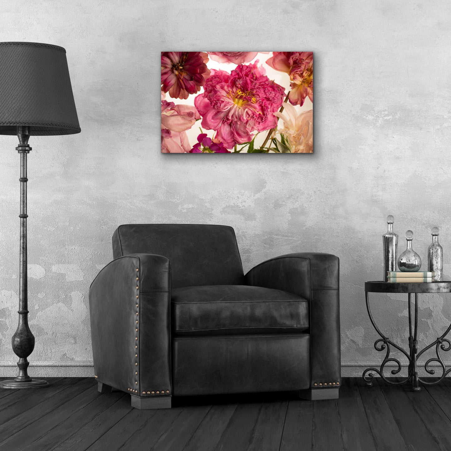 Epic Art 'Peony on White' by Leah McLean, Acrylic Glass Wall Art,24x16