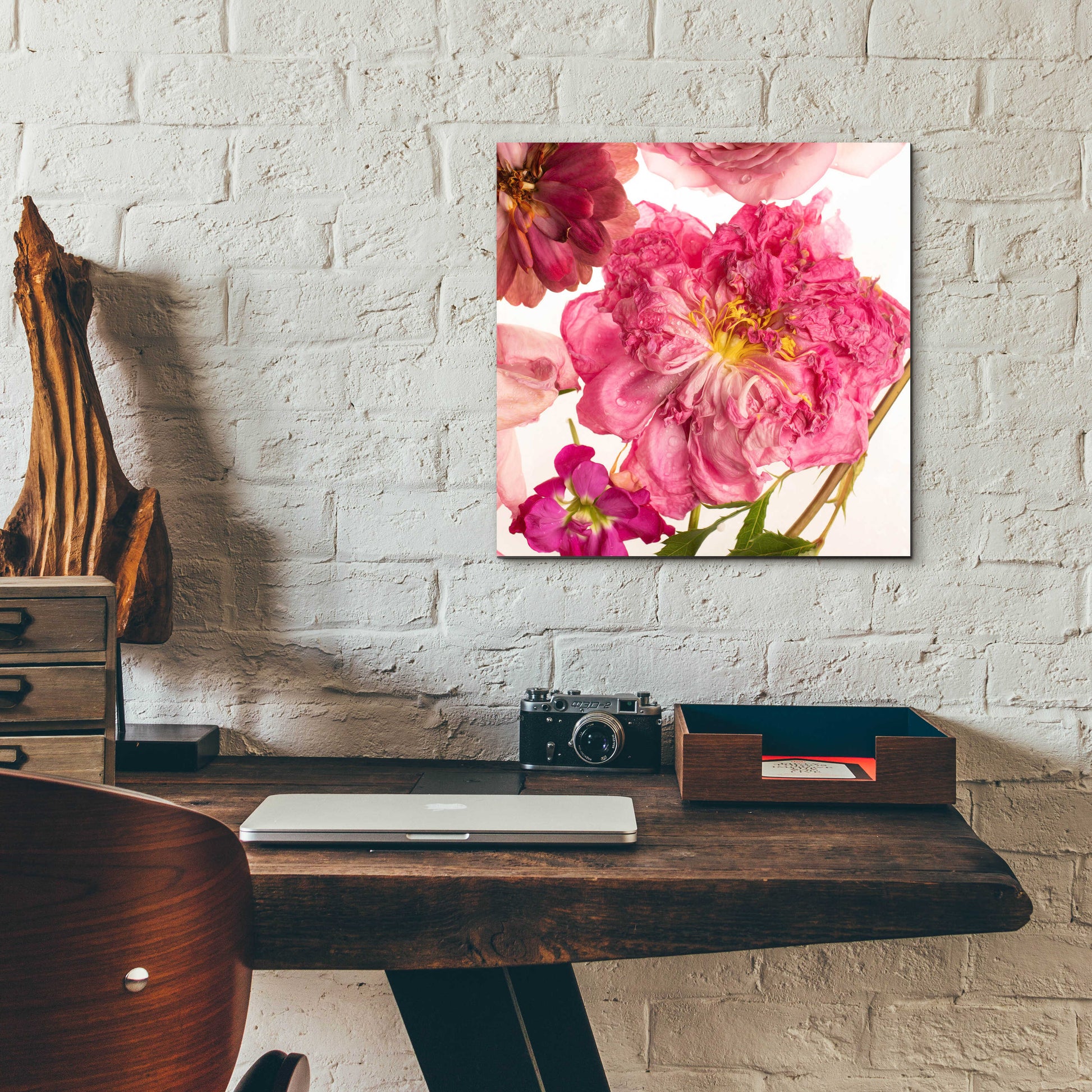 Epic Art 'Peony Dream on White' by Leah McLean, Acrylic Glass Wall Art,12x12